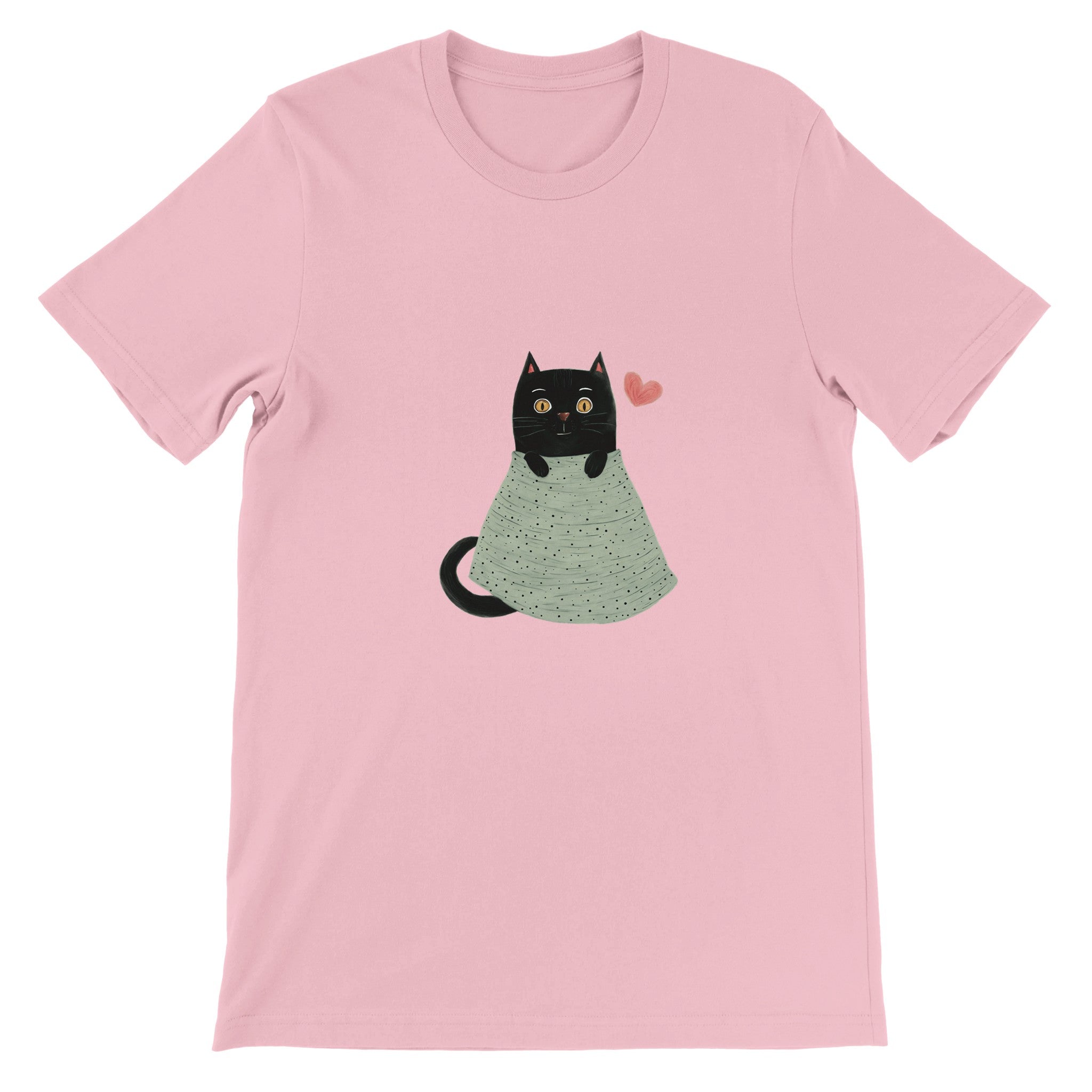 Budget Unisex Crewneck T-shirt/Cute-Black-Cat - Enet Images