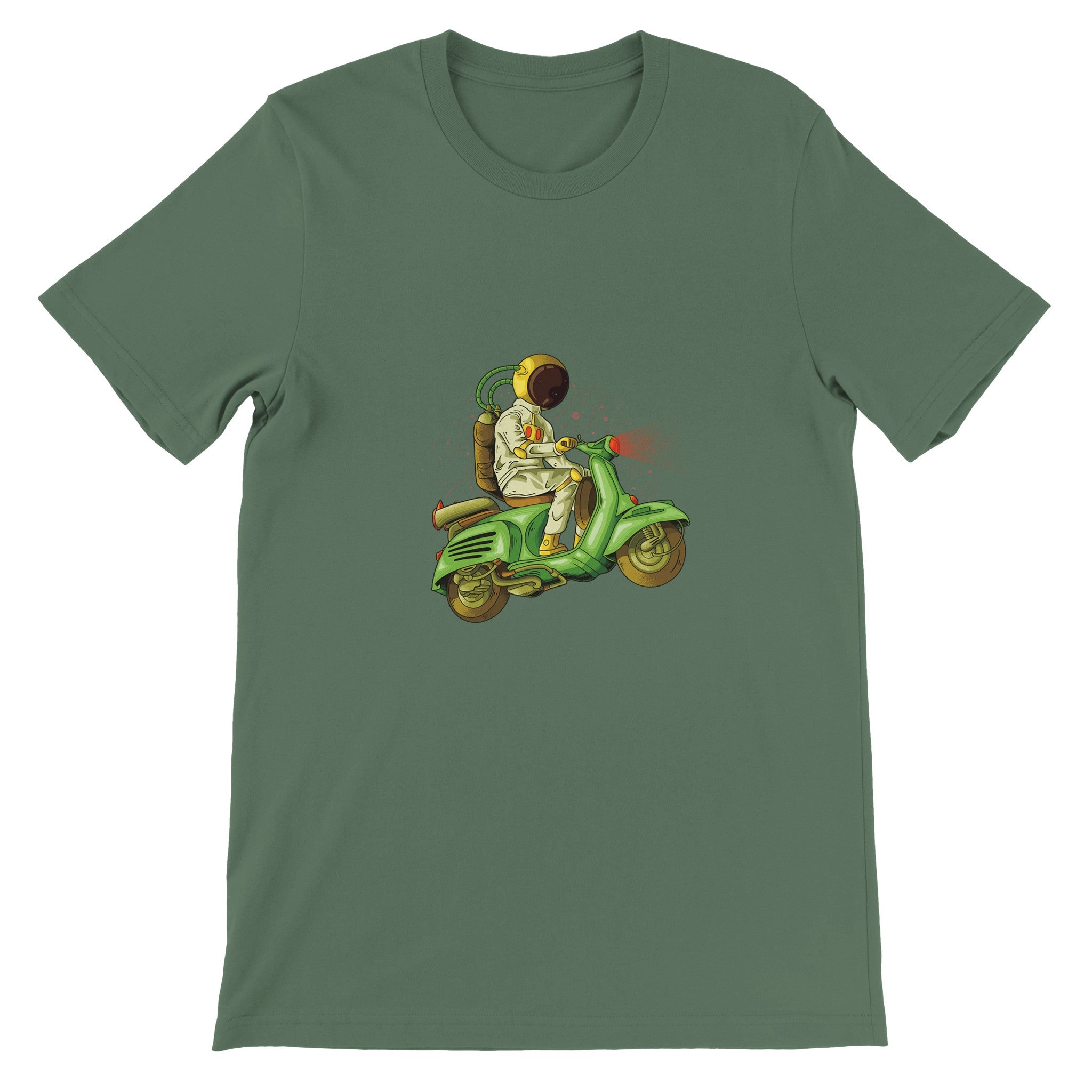 Budget Unisex Crewneck T-shirt/Astronaut-Green-Vespa - Enet Images