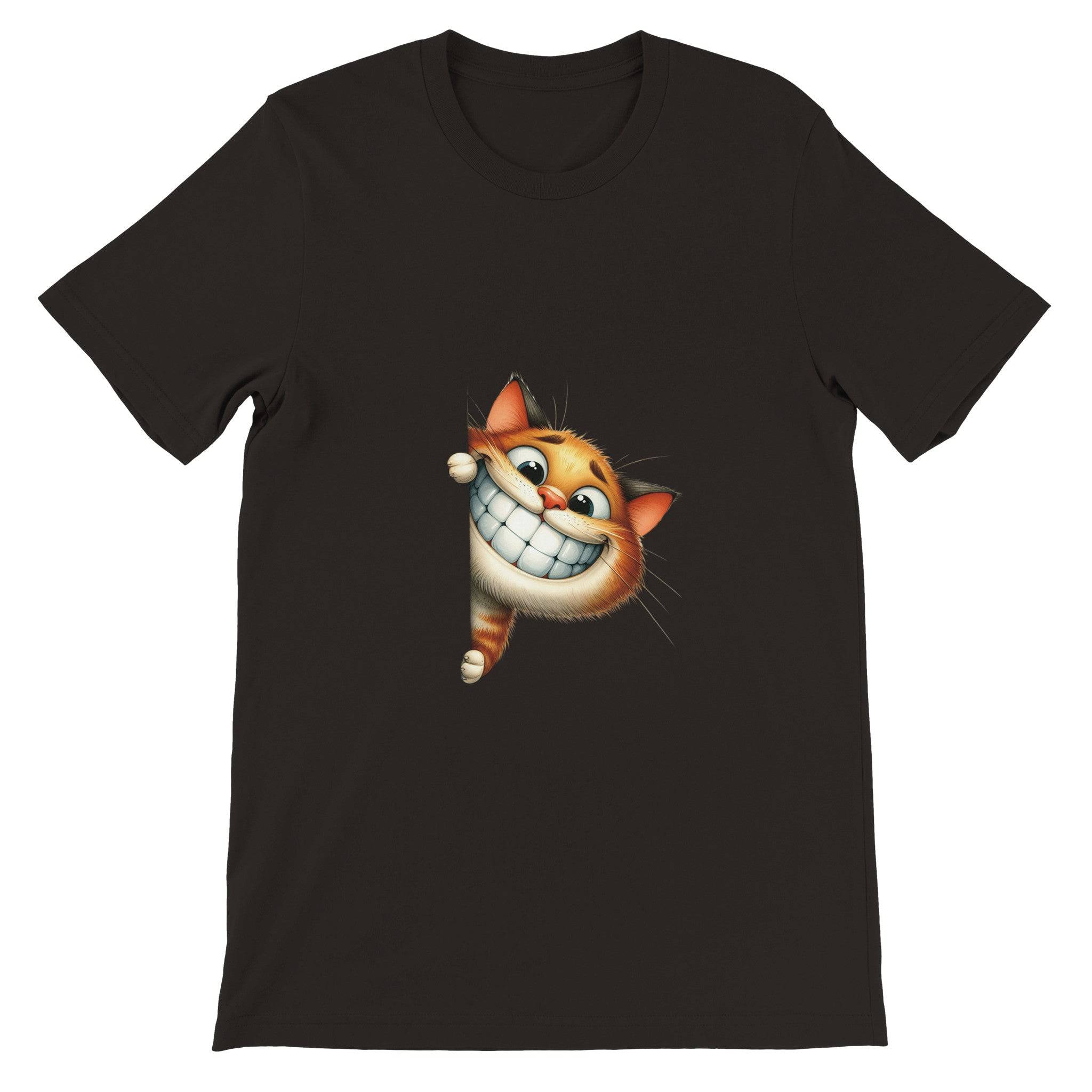 Budget Unisex Crewneck T-shirt/Funny-Cat-Peeking - Enet Images