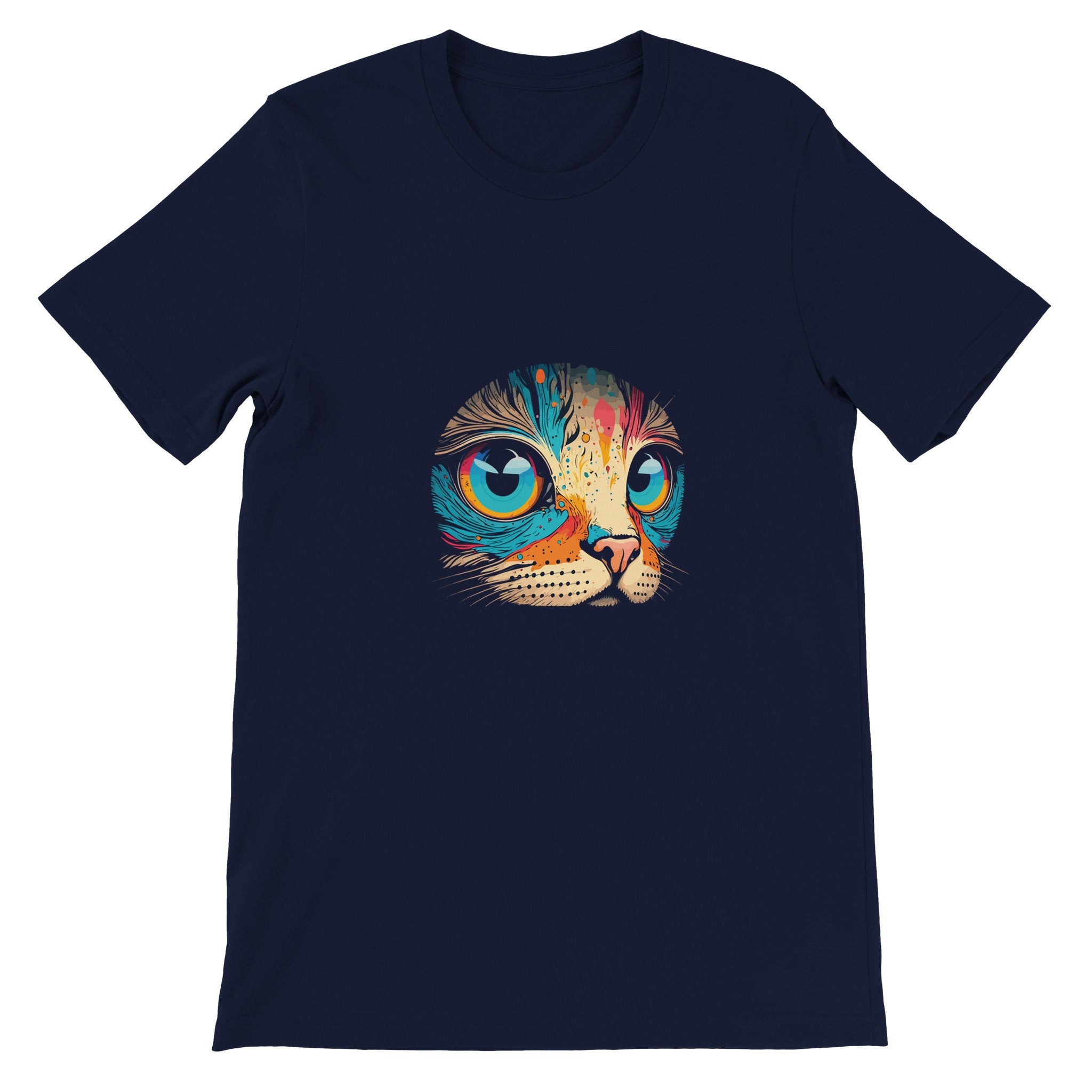 Budget Unisex Crewneck T-shirt/Colorful-Cat-Face - Enet Images