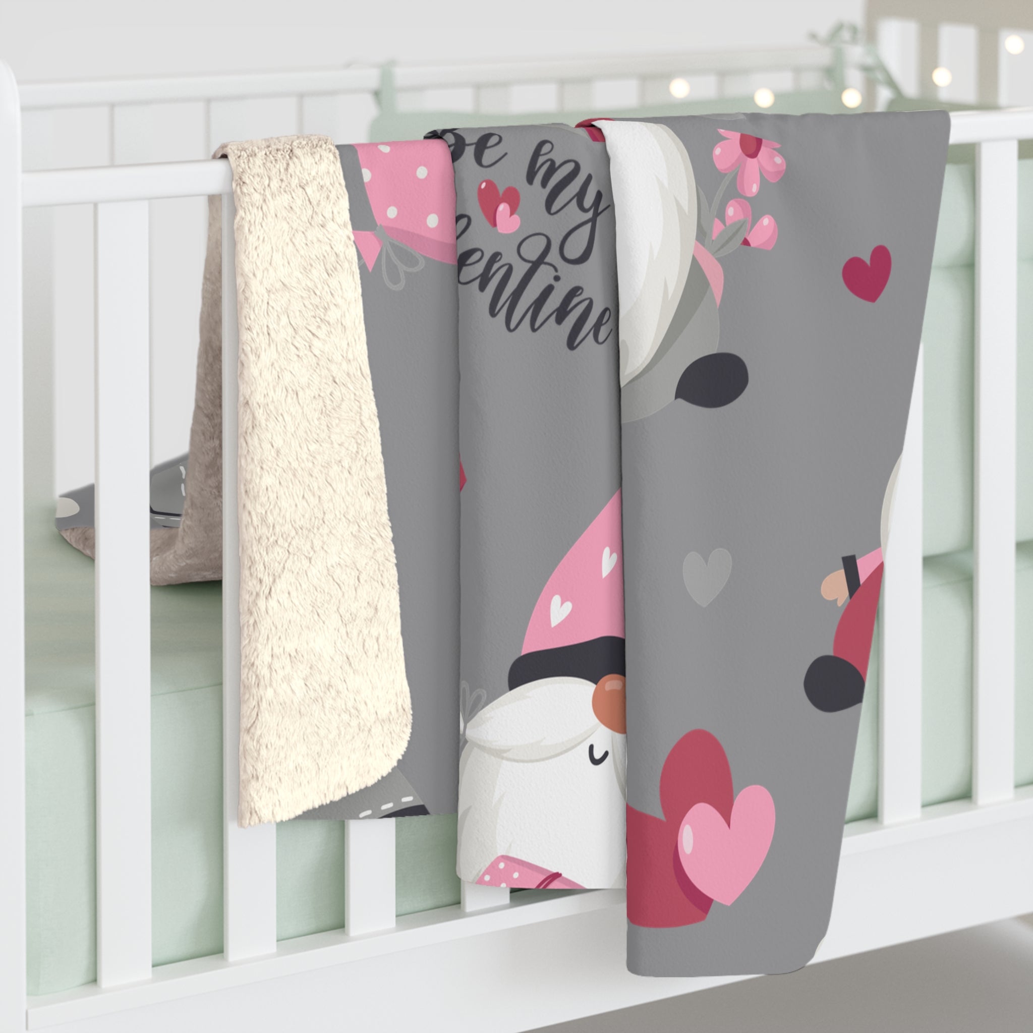 Valentine Gnomes/Sherpa Fleece Blanket - Enet Images