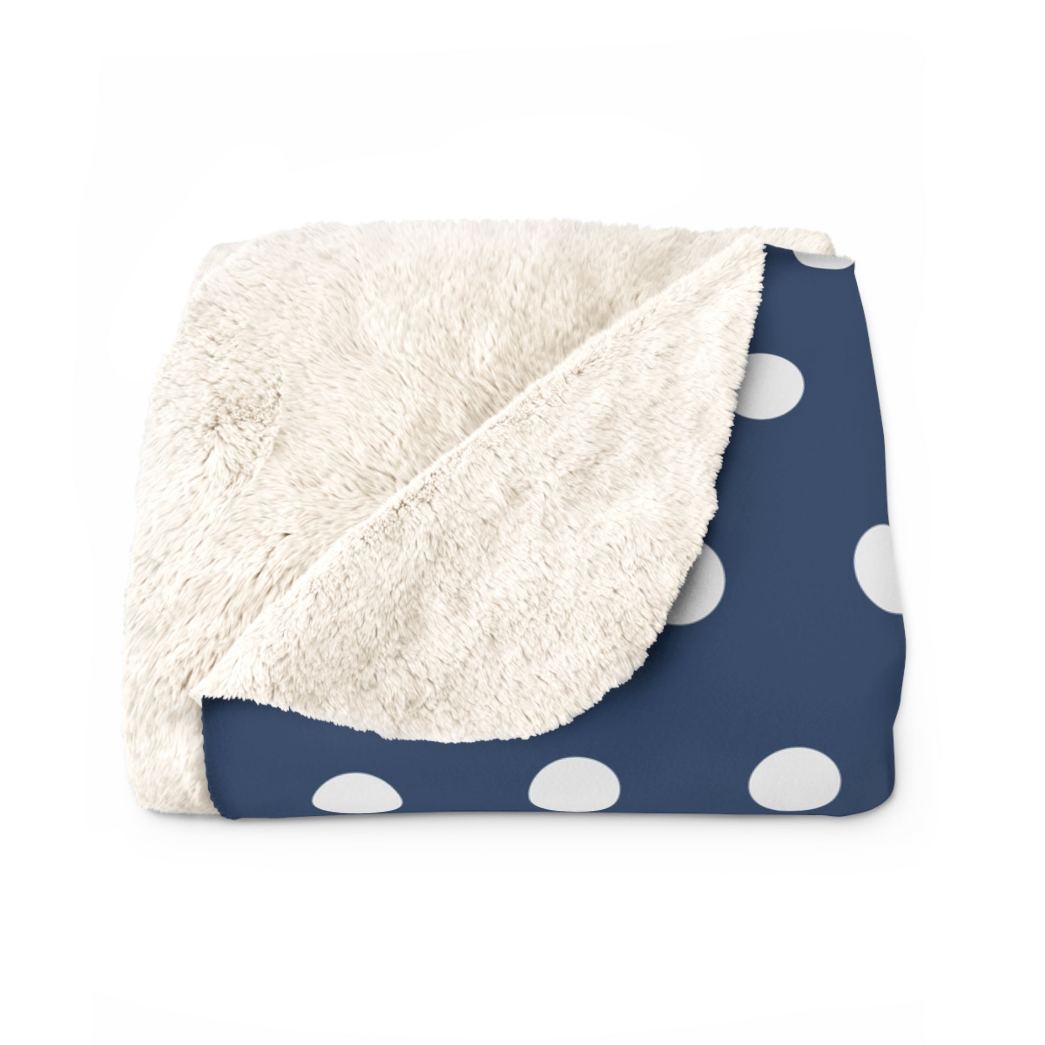 Dots Blue Polka/Sherpa Fleece Blanket - Enet Images