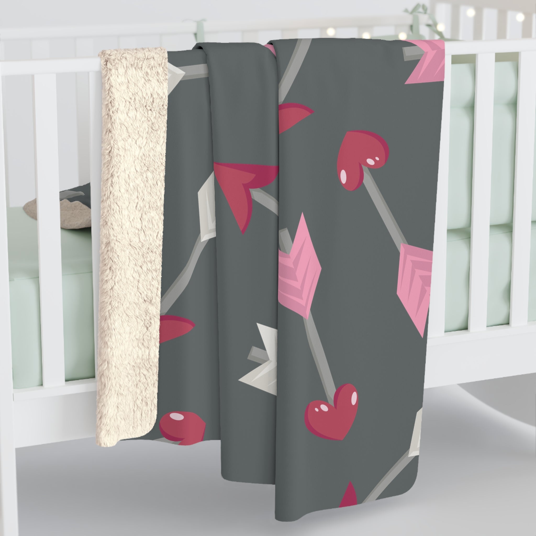 Valentine Hearts/Sherpa Fleece Blanket - Enet Images