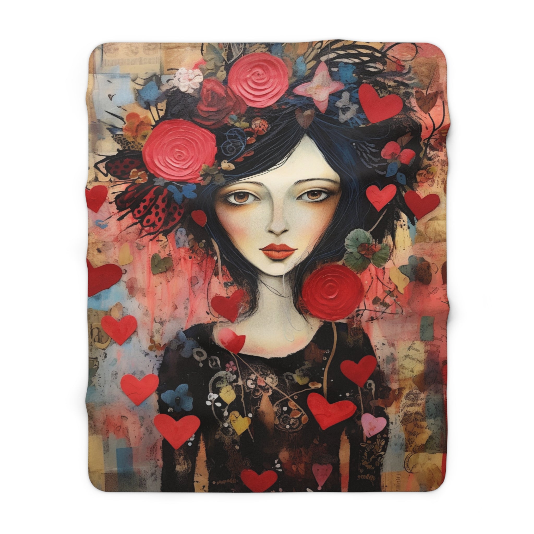 Valentine Romantic Girl/Sherpa Fleece Blanket - Enet Images