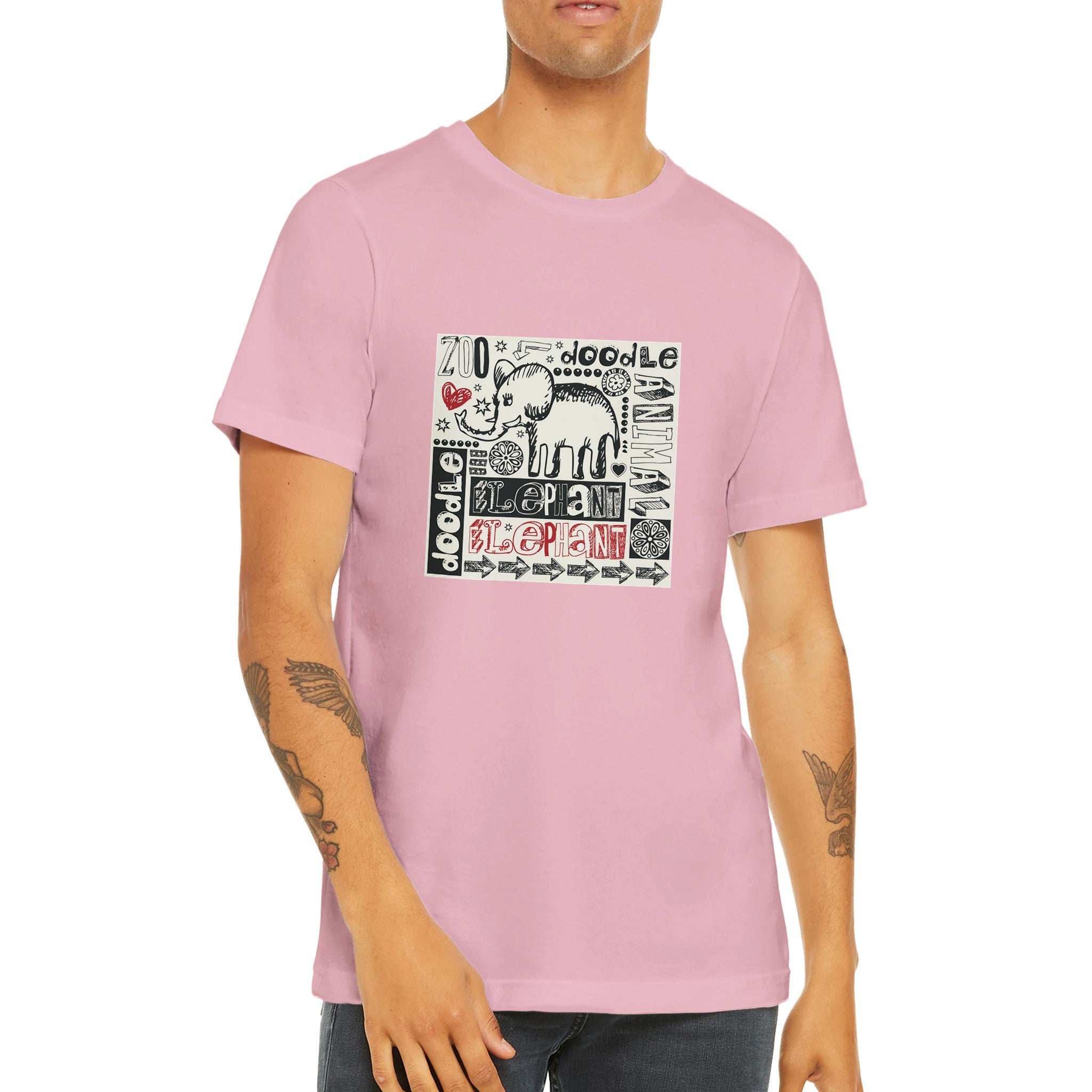 Budget Unisex Crewneck T-shirt/Elephant-Doodle - Enet Images