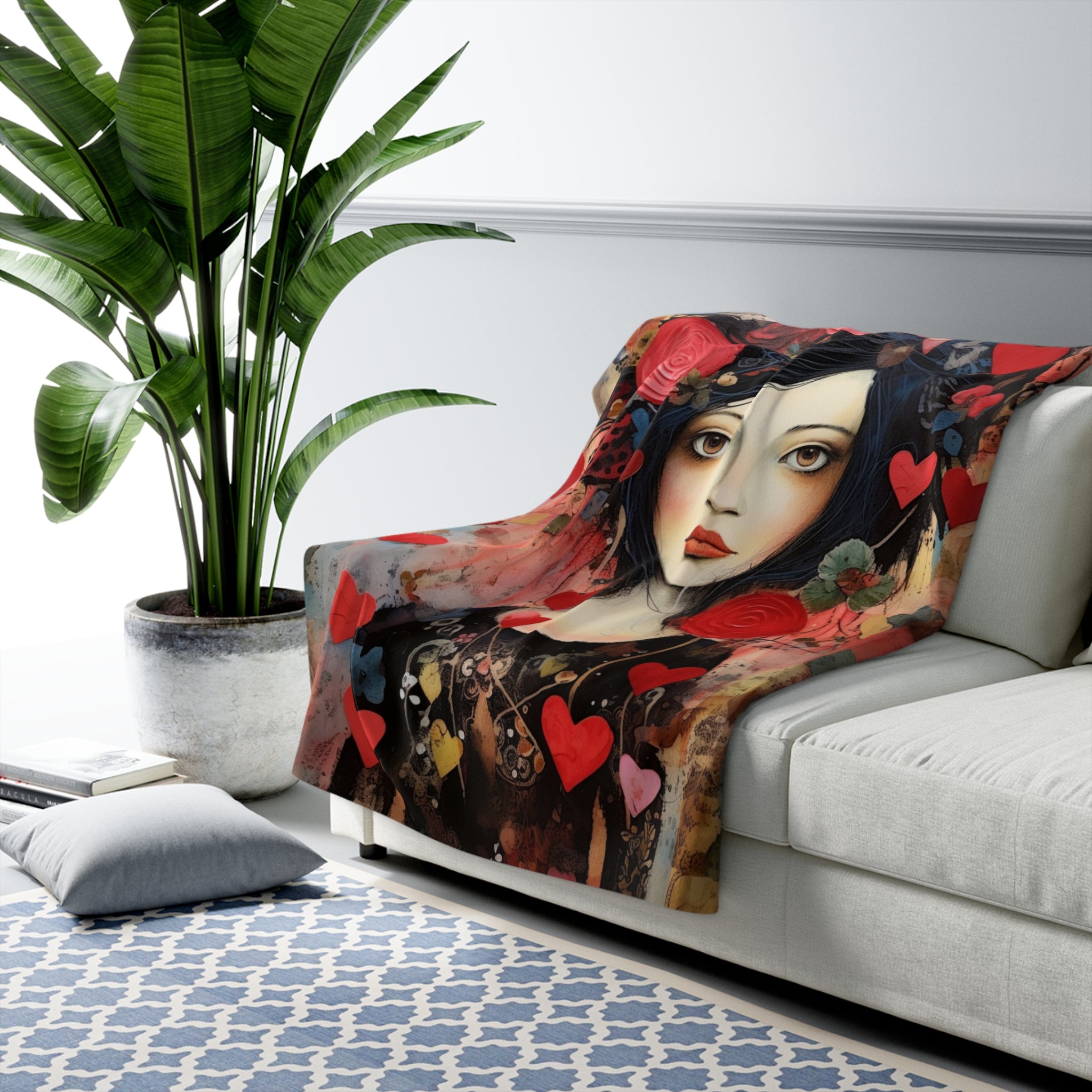 Valentine Romantic Girl/Sherpa Fleece Blanket - Enet Images