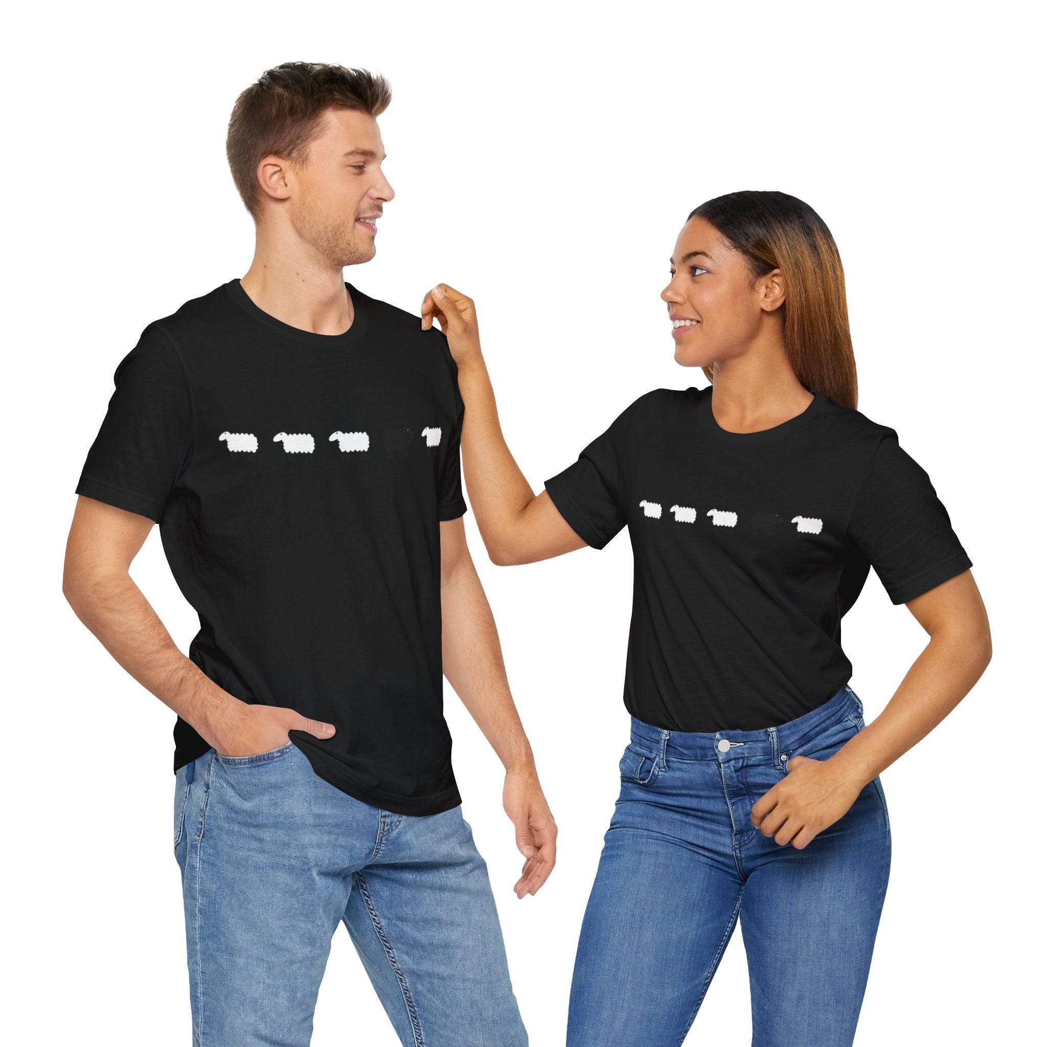 Budget Unisex Crewneck T-shirt/Sheep-Black-Sheep - Enet Images