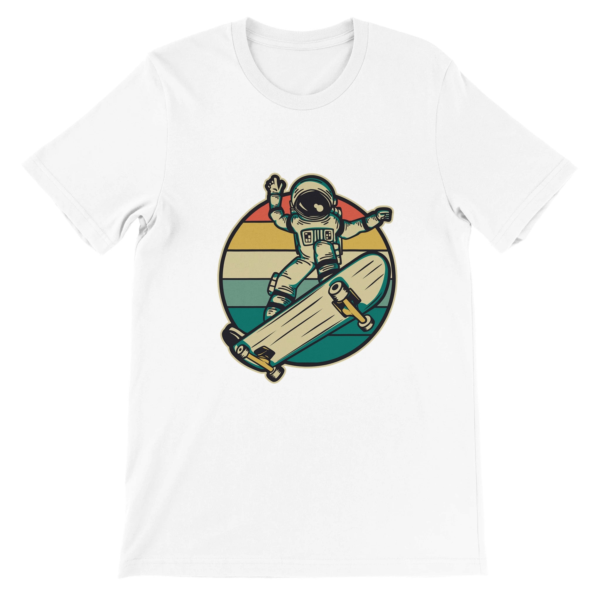 Budget Unisex Crewneck T-shirt/Astronaut-Skating-Retro - Enet Images