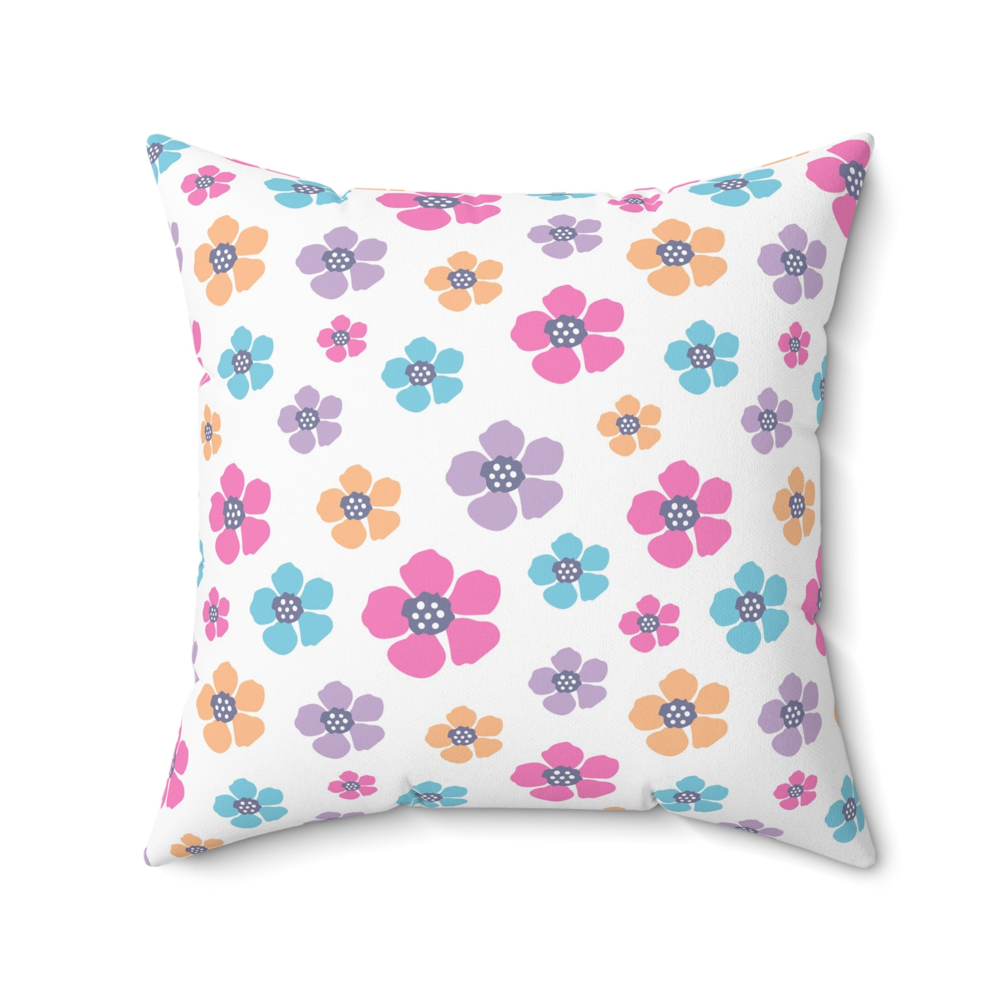 Valentine Colorful Flowers/Spun Polyester Square Pillow - Enet Images