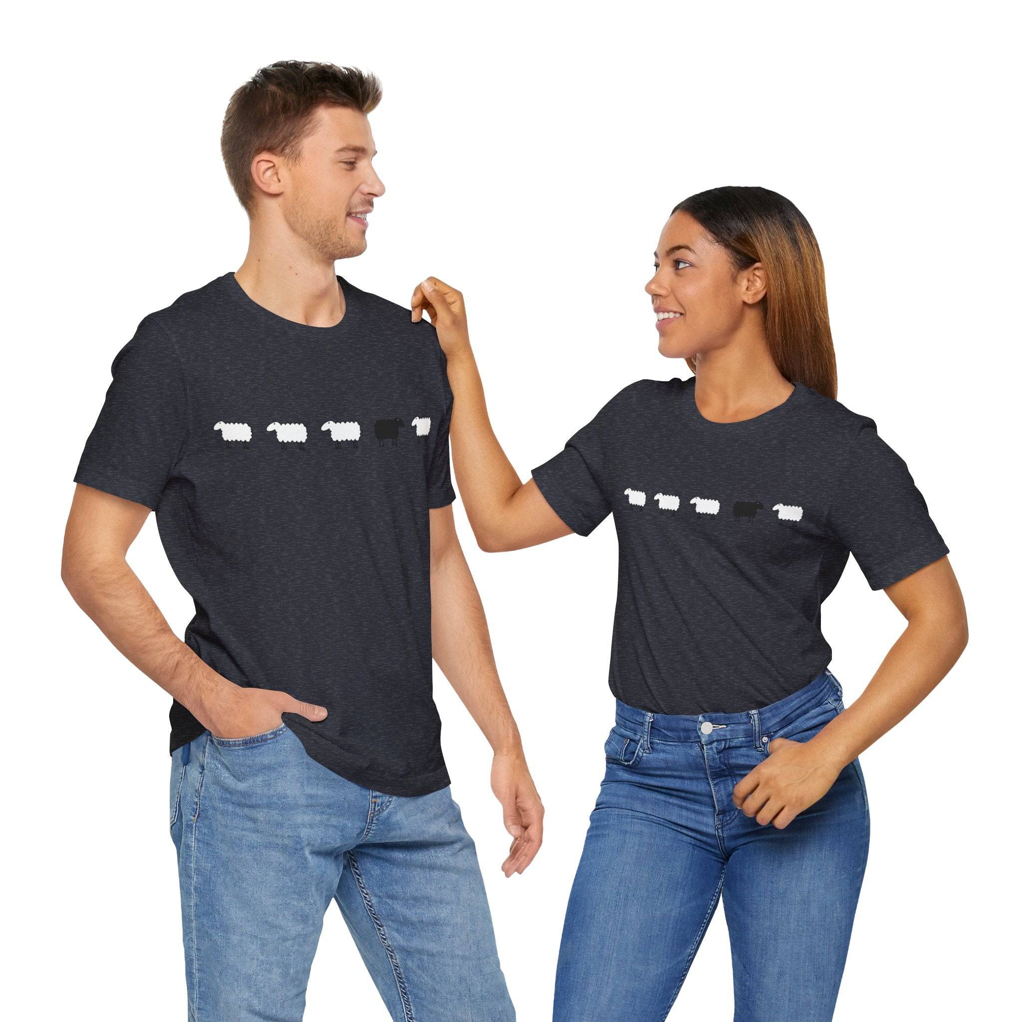 Budget Unisex Crewneck T-shirt/Sheep-Black-Sheep - Enet Images