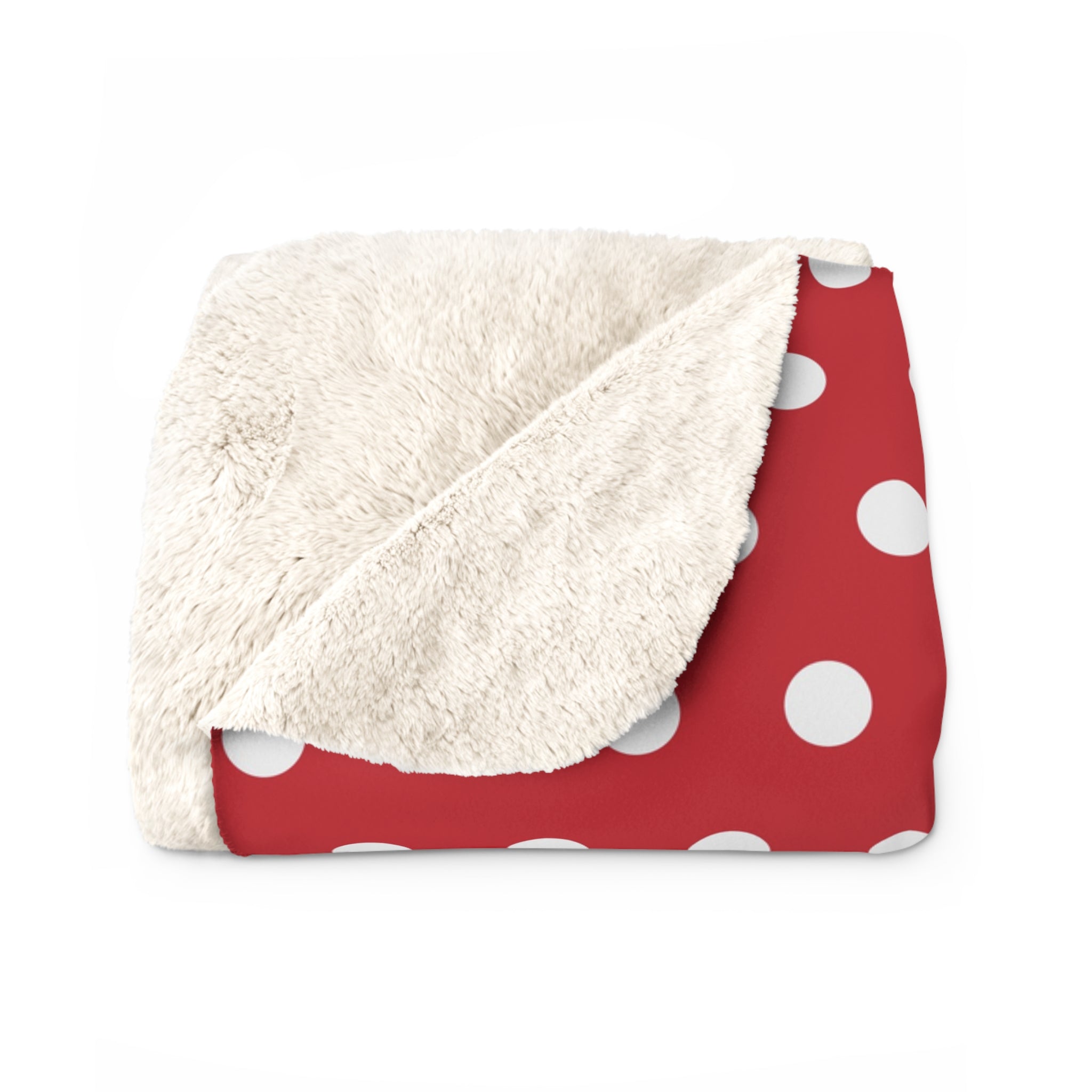 Red Dots Polka/Sherpa Fleece Blanket - Enet Images
