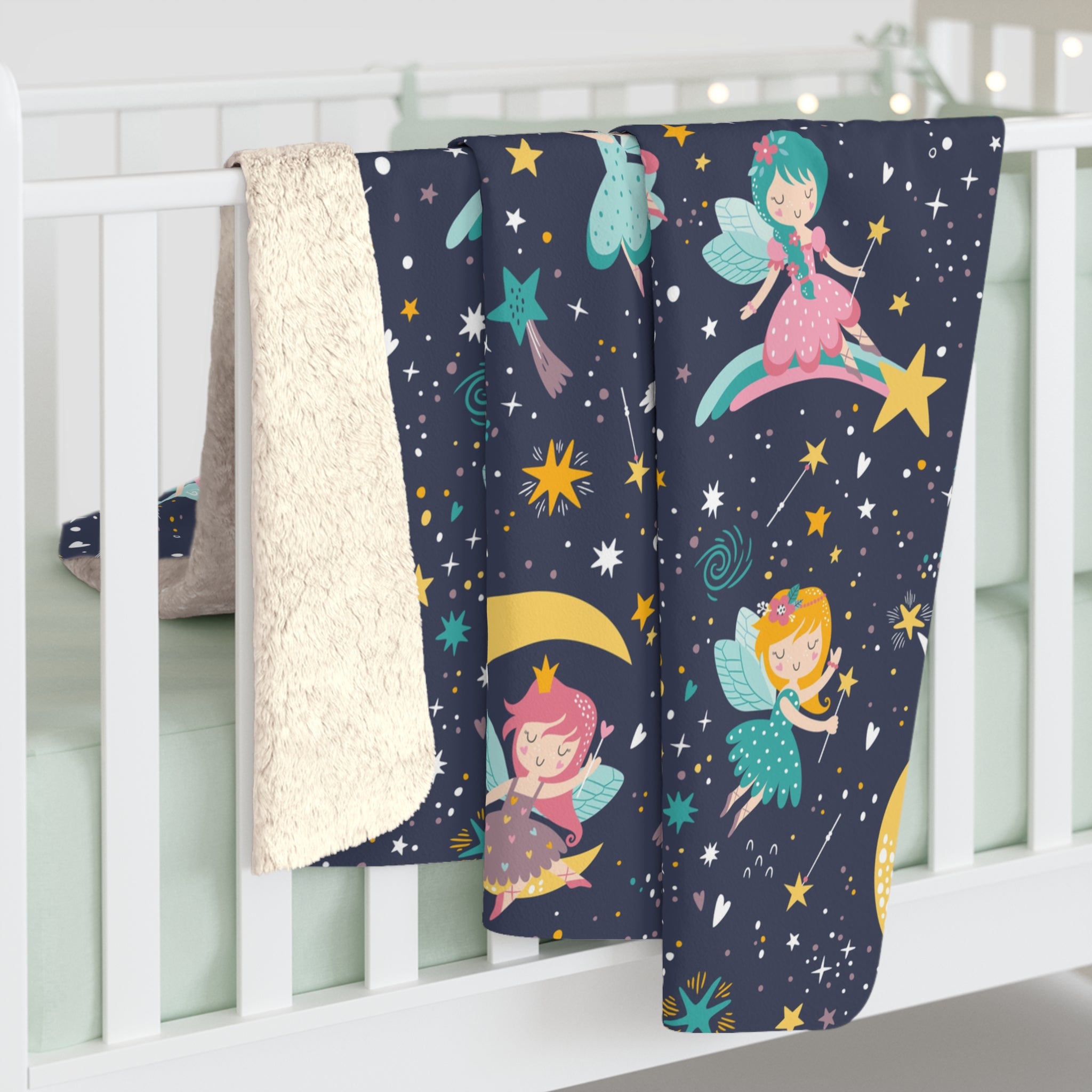 Fairy-Magic-Pattern/Sherpa Fleece Blanket - Enet Images