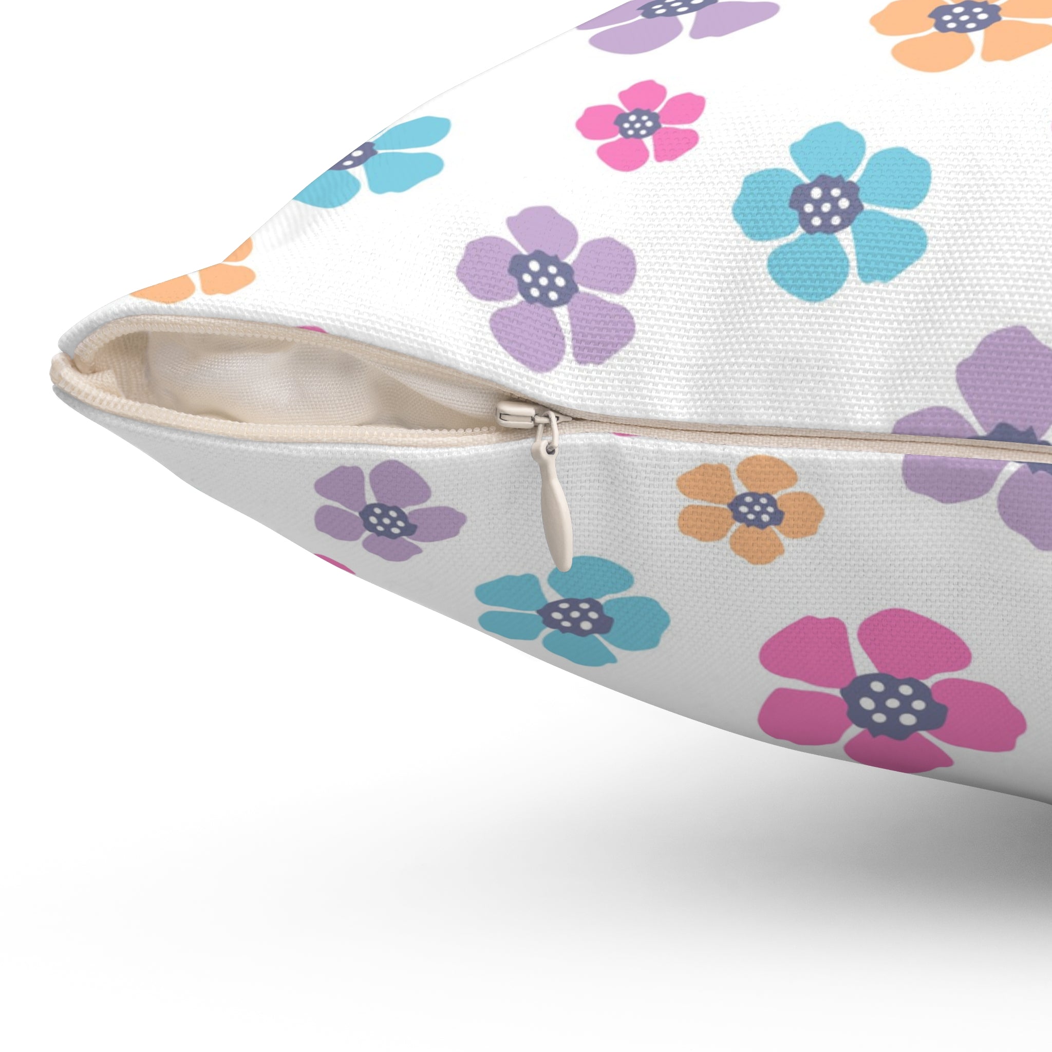 Valentine Colorful Flowers/Spun Polyester Square Pillow - Enet Images