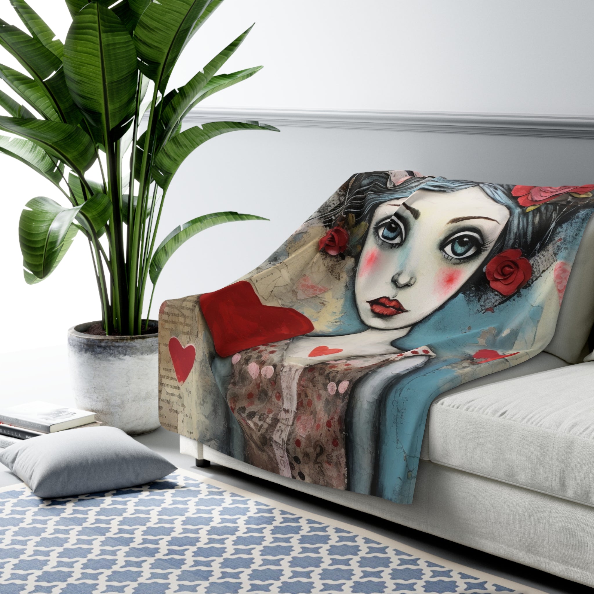 Valentine Romantic Art/Sherpa Fleece Blanket - Enet Images