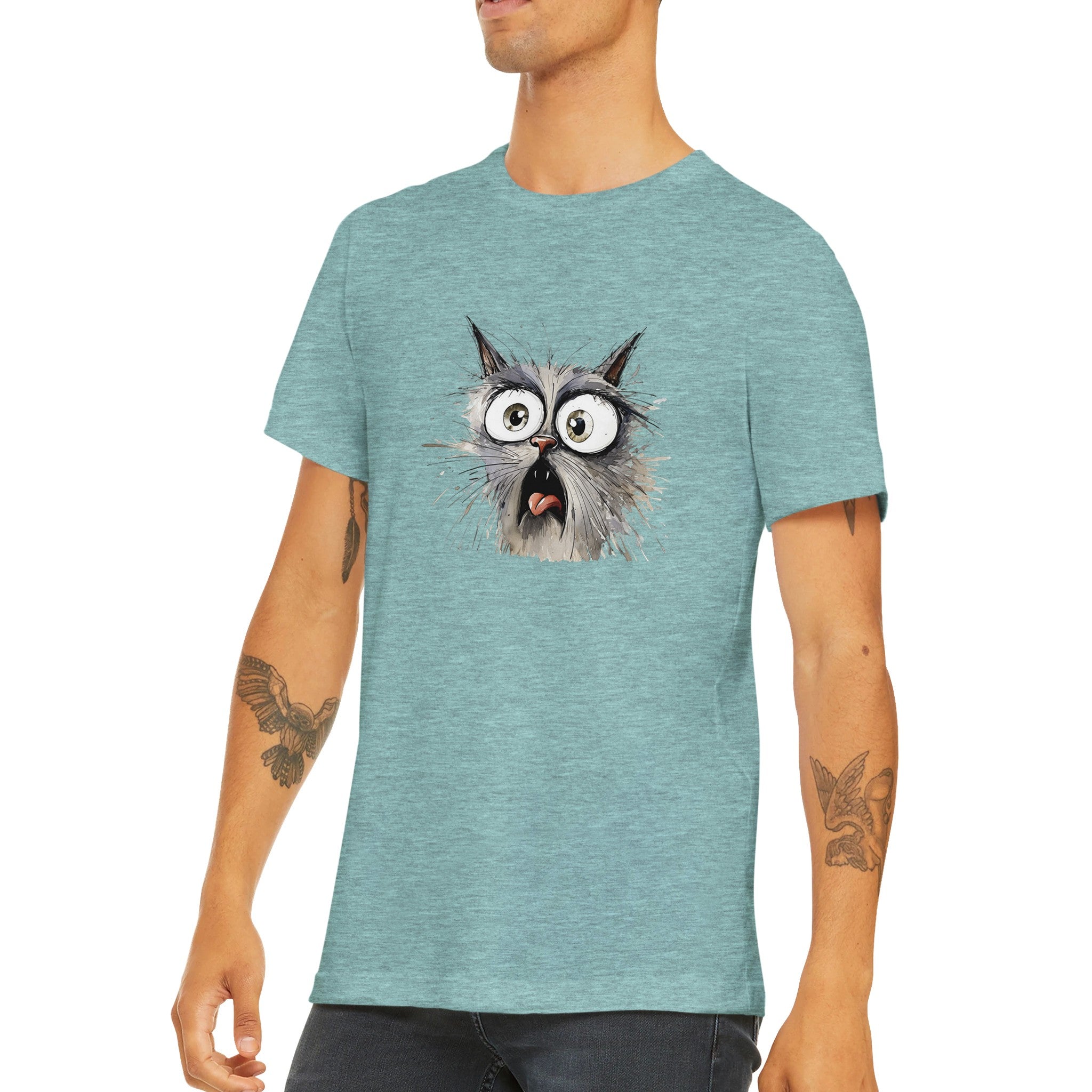 Budget Unisex Crewneck T-shirt/Cat-What-Face - Enet Images