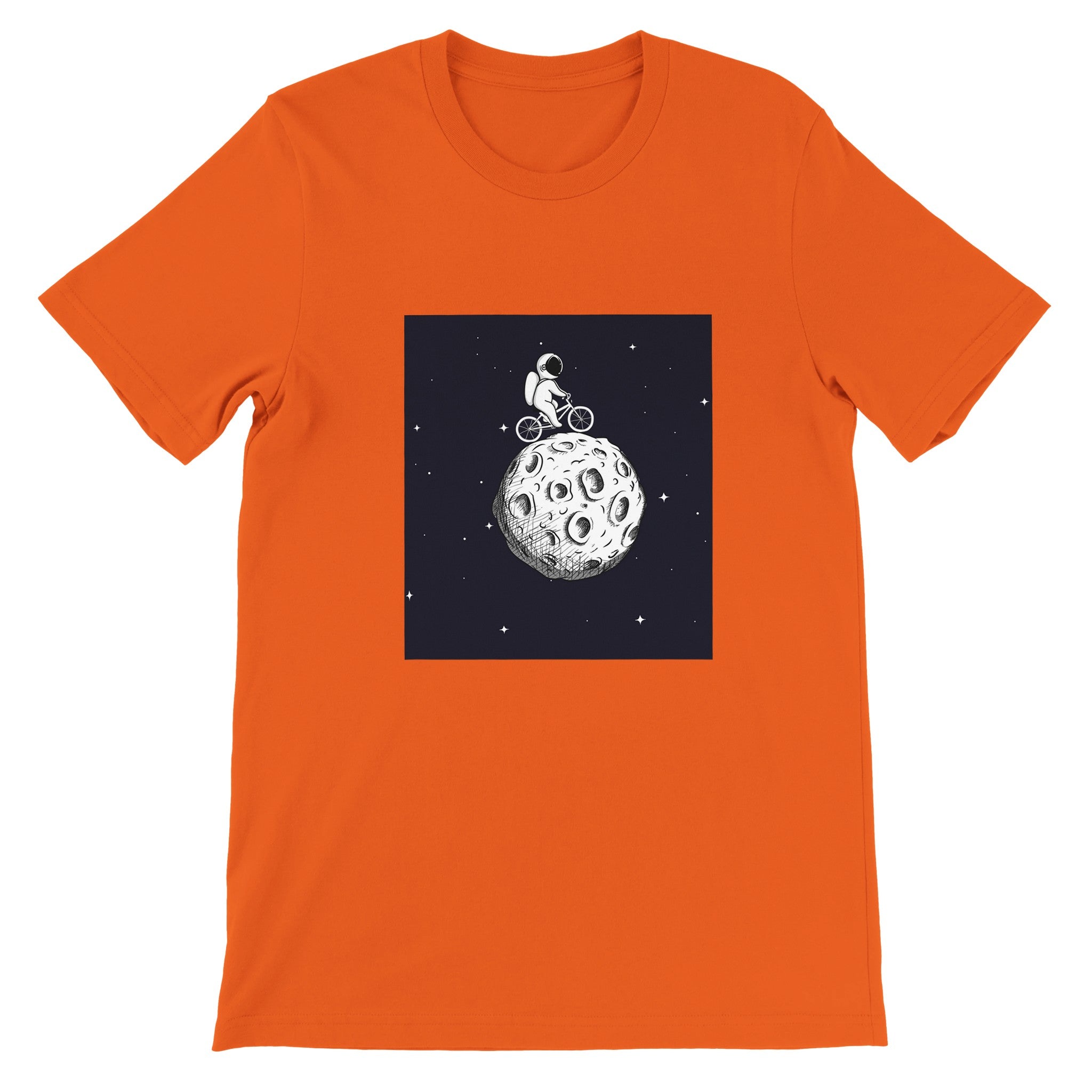 Budget Unisex Crewneck T-shirt/Astronaut-Cycling-Moon - Enet Images