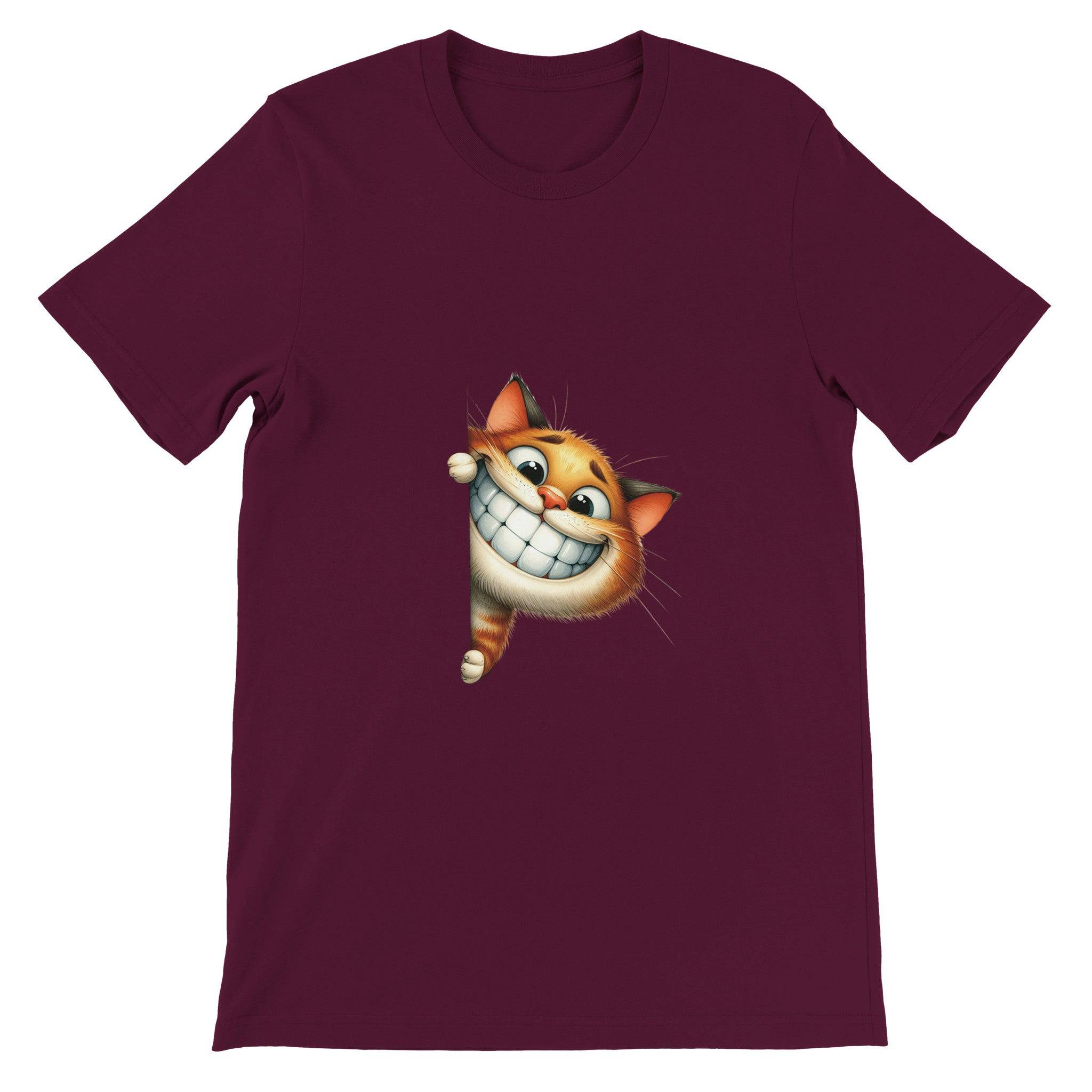 Budget Unisex Crewneck T-shirt/Funny-Cat-Peeking - Enet Images