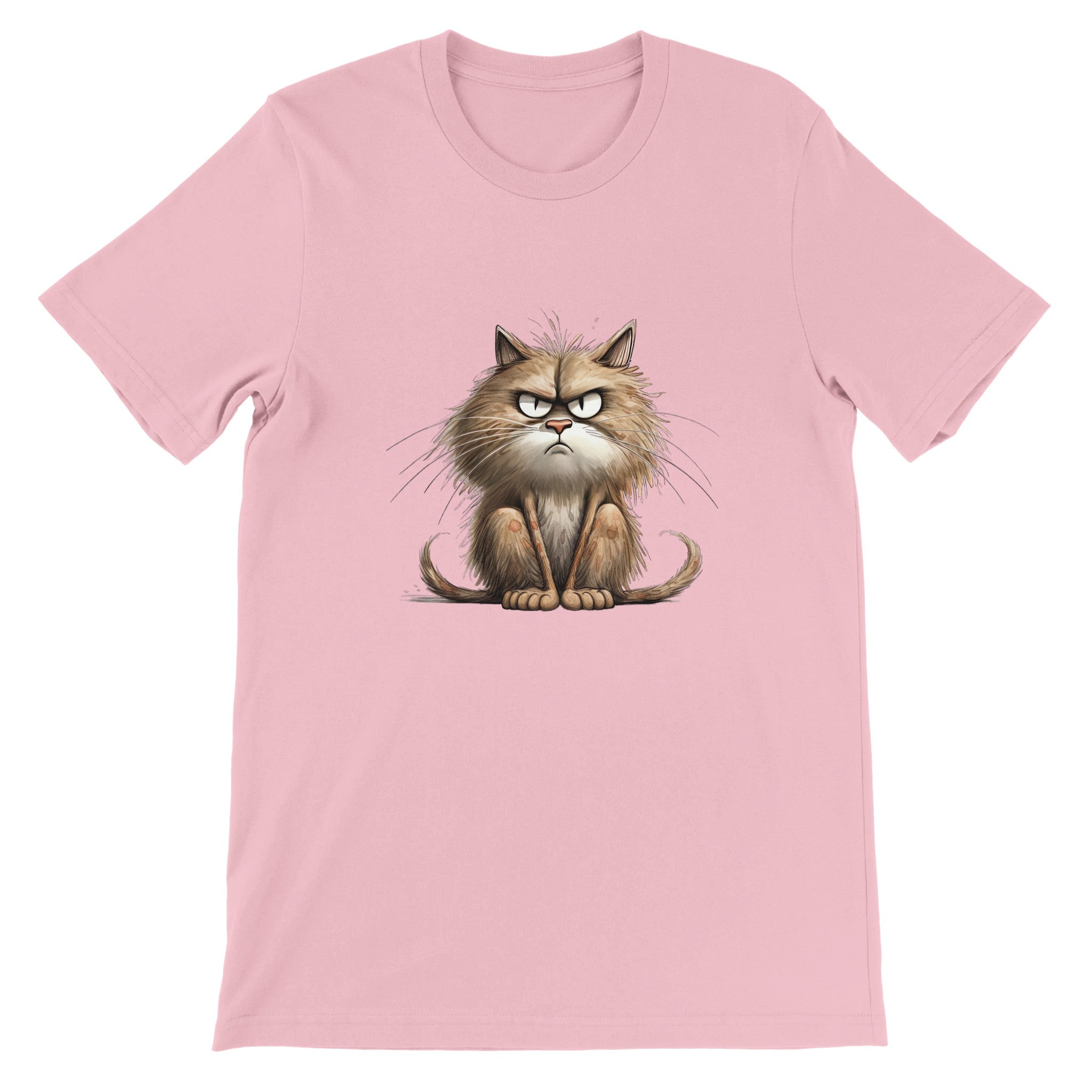 Budget Unisex Crewneck T-shirt/Cat-Angry-Face - Enet Images