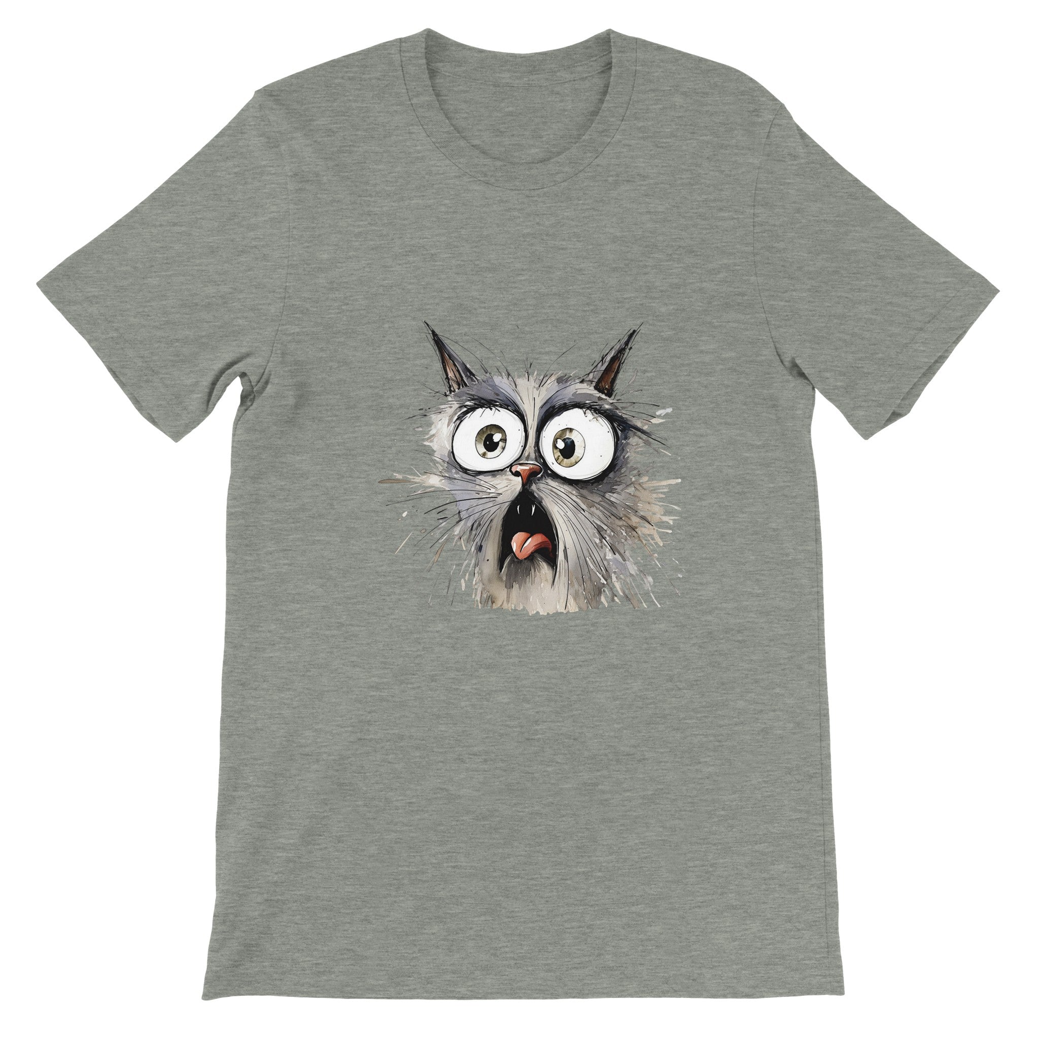 Budget Unisex Crewneck T-shirt/Cat-What-Face - Enet Images