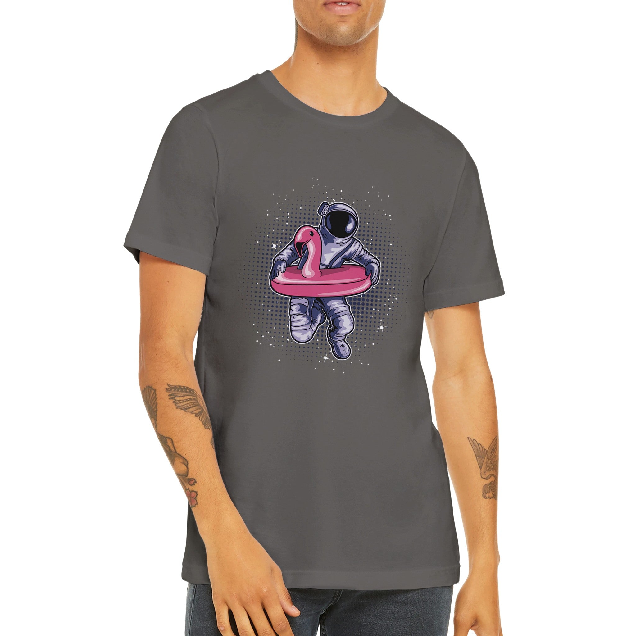 Budget Unisex Crewneck T-shirt/Astronaut-Flamingo - Enet Images