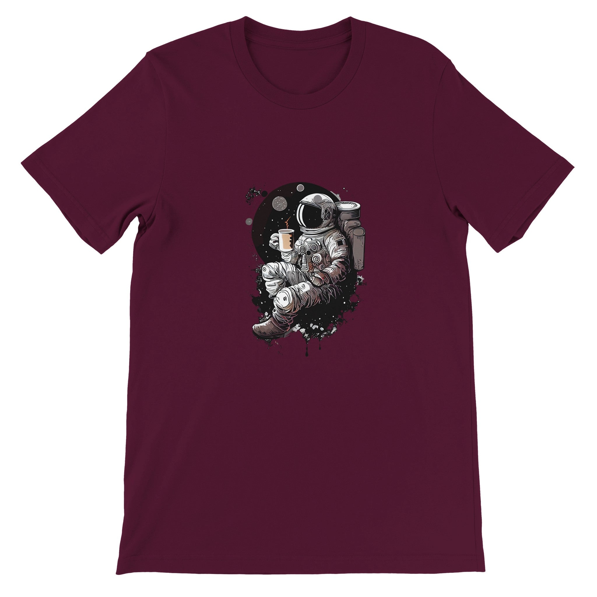 Budget Unisex Crewneck T-shirt/Astronaut-Drinking-Coffee - Enet Images