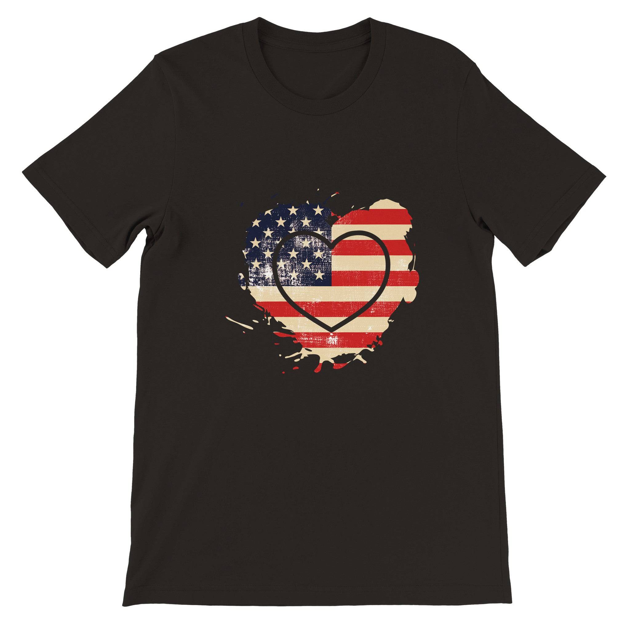 budget Unisex Crewneck T-shirt/American-Vintage-Flag-Heart - Enet Images