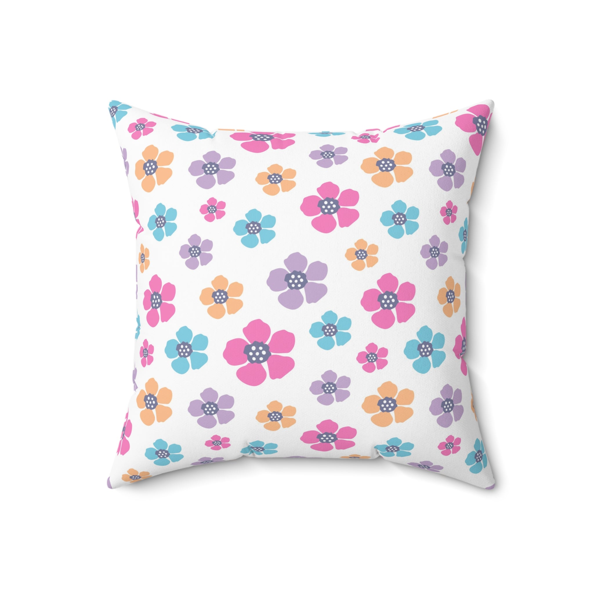 Valentine Colorful Flowers/Spun Polyester Square Pillow - Enet Images