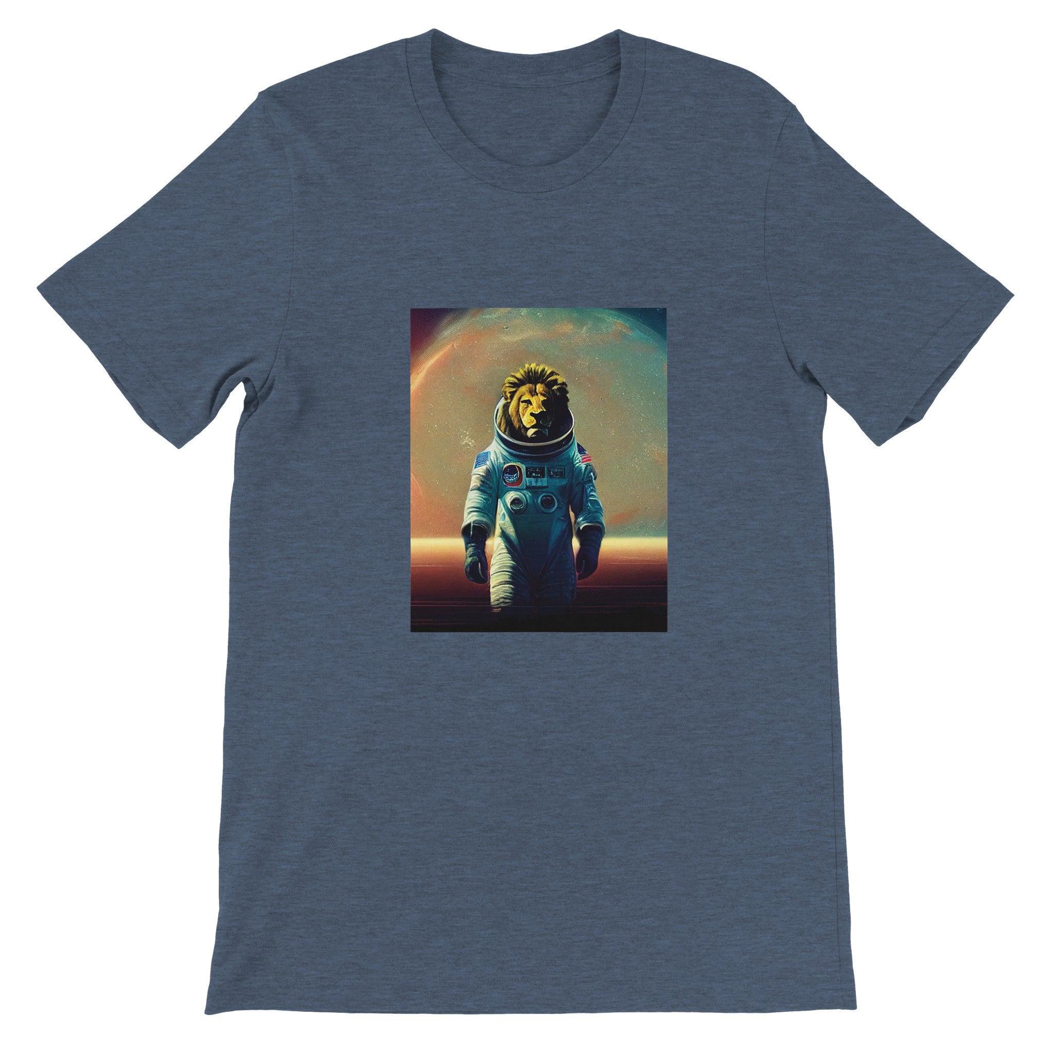 Budget Unisex Crewneck T-shirt/Lion-Astronaut - Enet Images