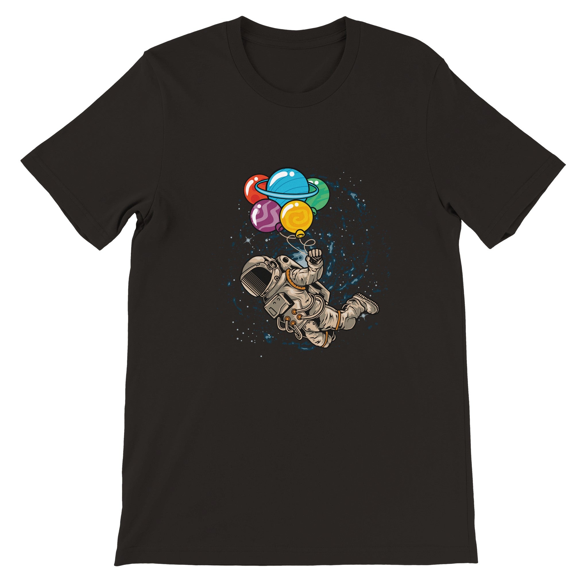 Budget Unisex Crewneck T-shirt/Astronaut-Colorful-Balloon - Enet Images