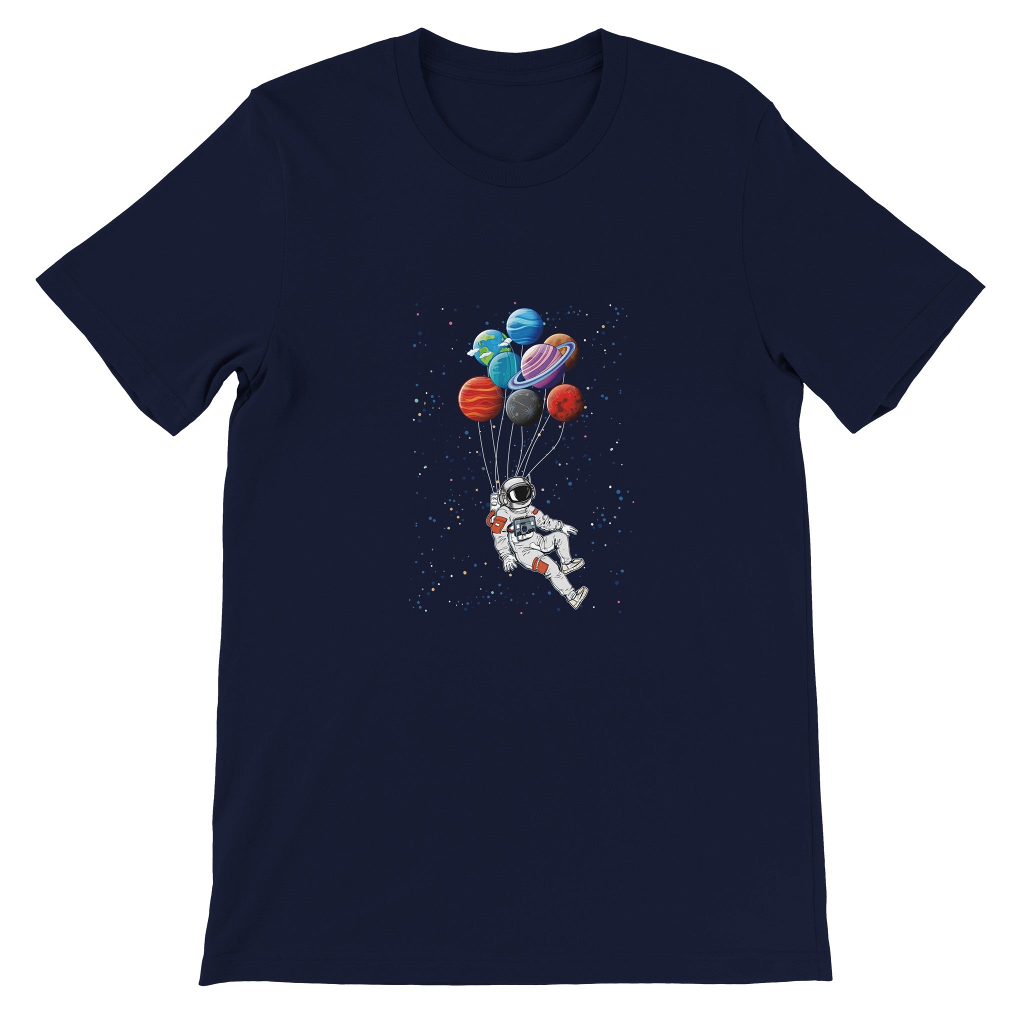 Budget Unisex Crewneck T-shirt/Astronaut-Ballons-Space - Enet Images