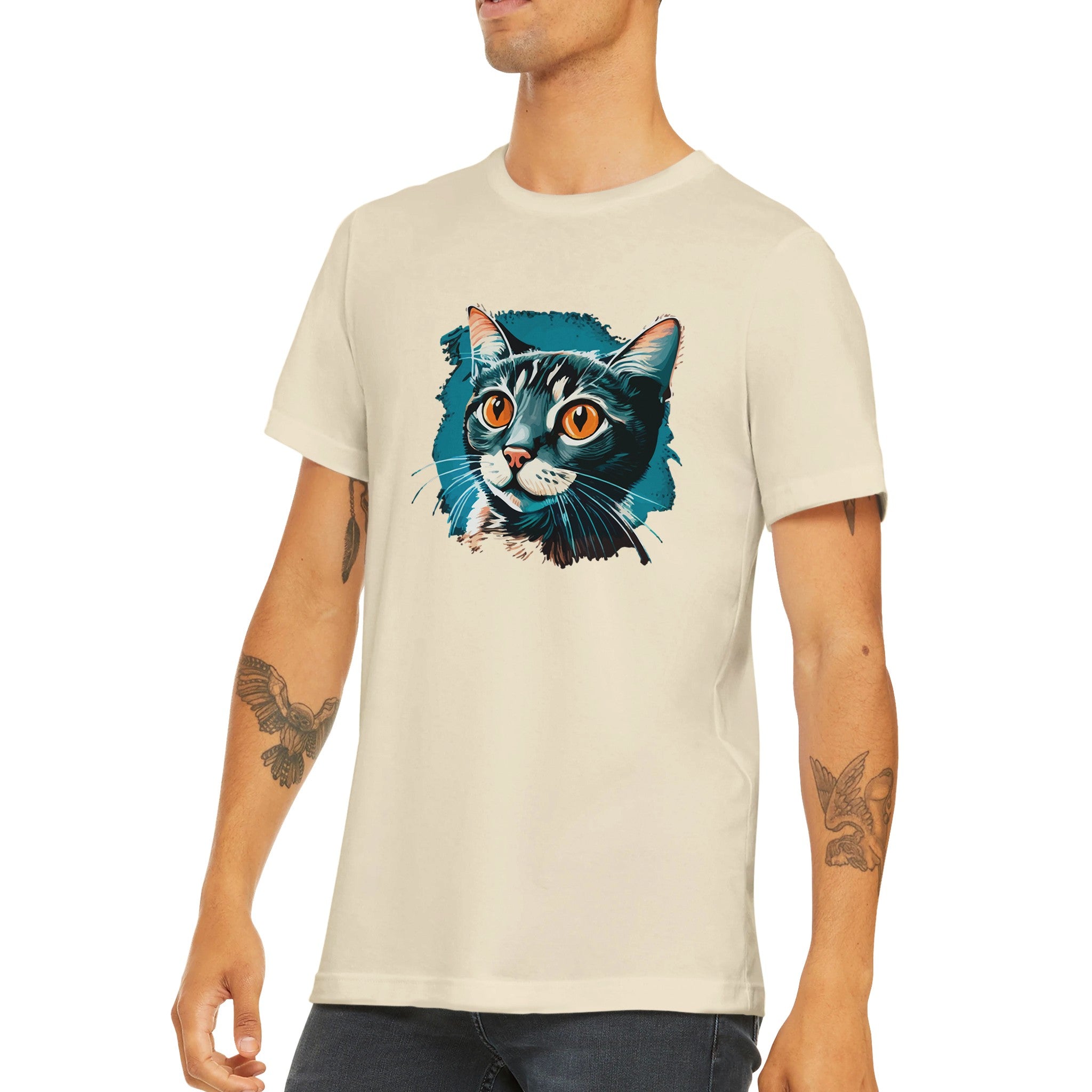 Budget Unisex Crewneck T-shirt/Blue-Cat - Enet Images