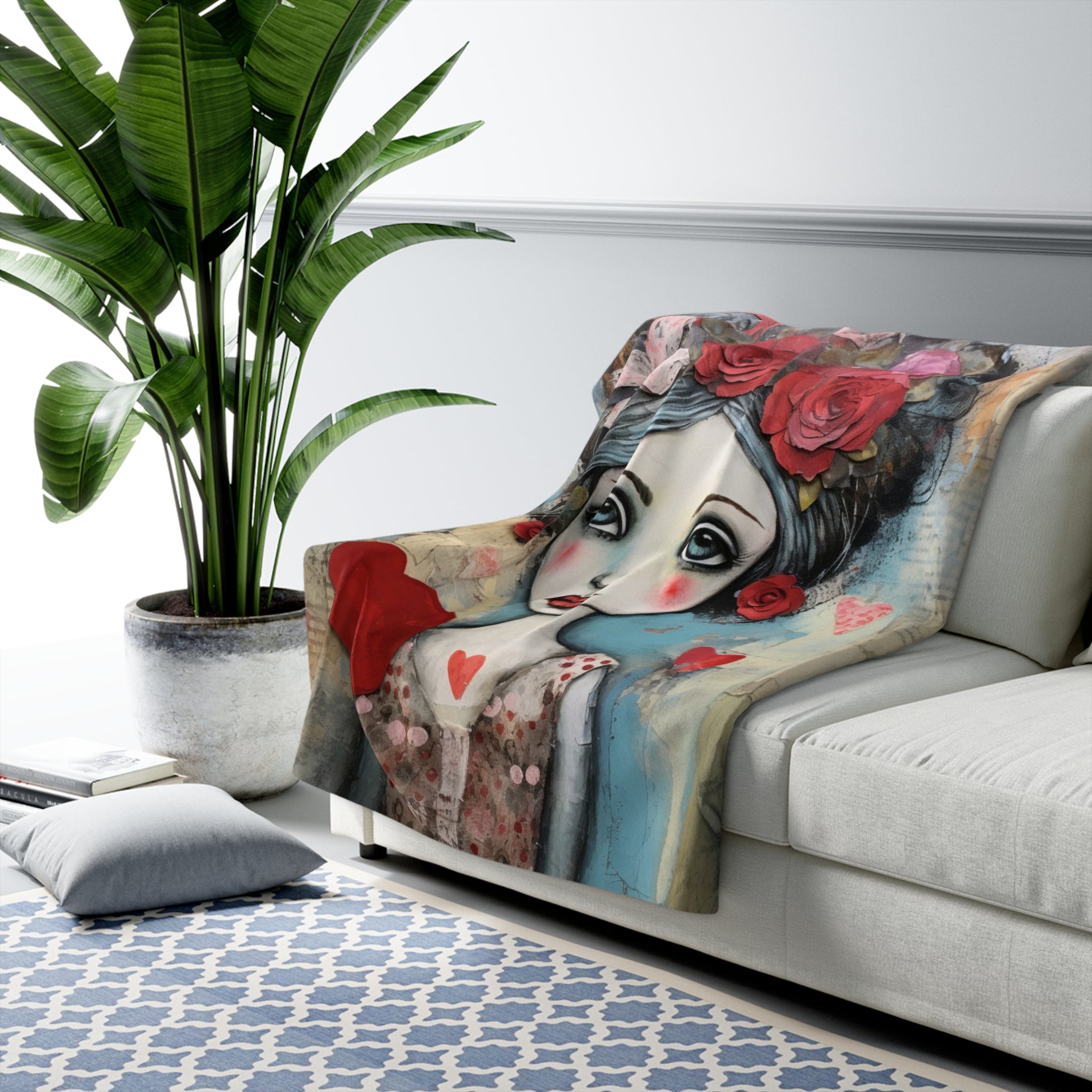 Valentine Romantic Art/Sherpa Fleece Blanket - Enet Images