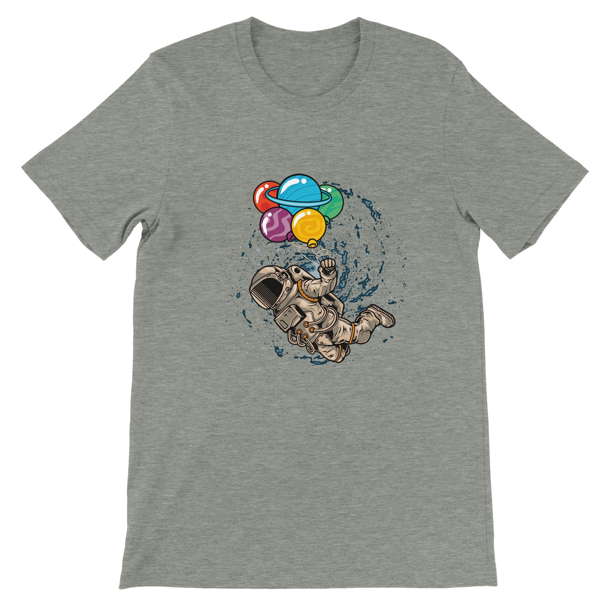 Budget Unisex Crewneck T-shirt/Astronaut-Colorful-Balloon - Enet Images