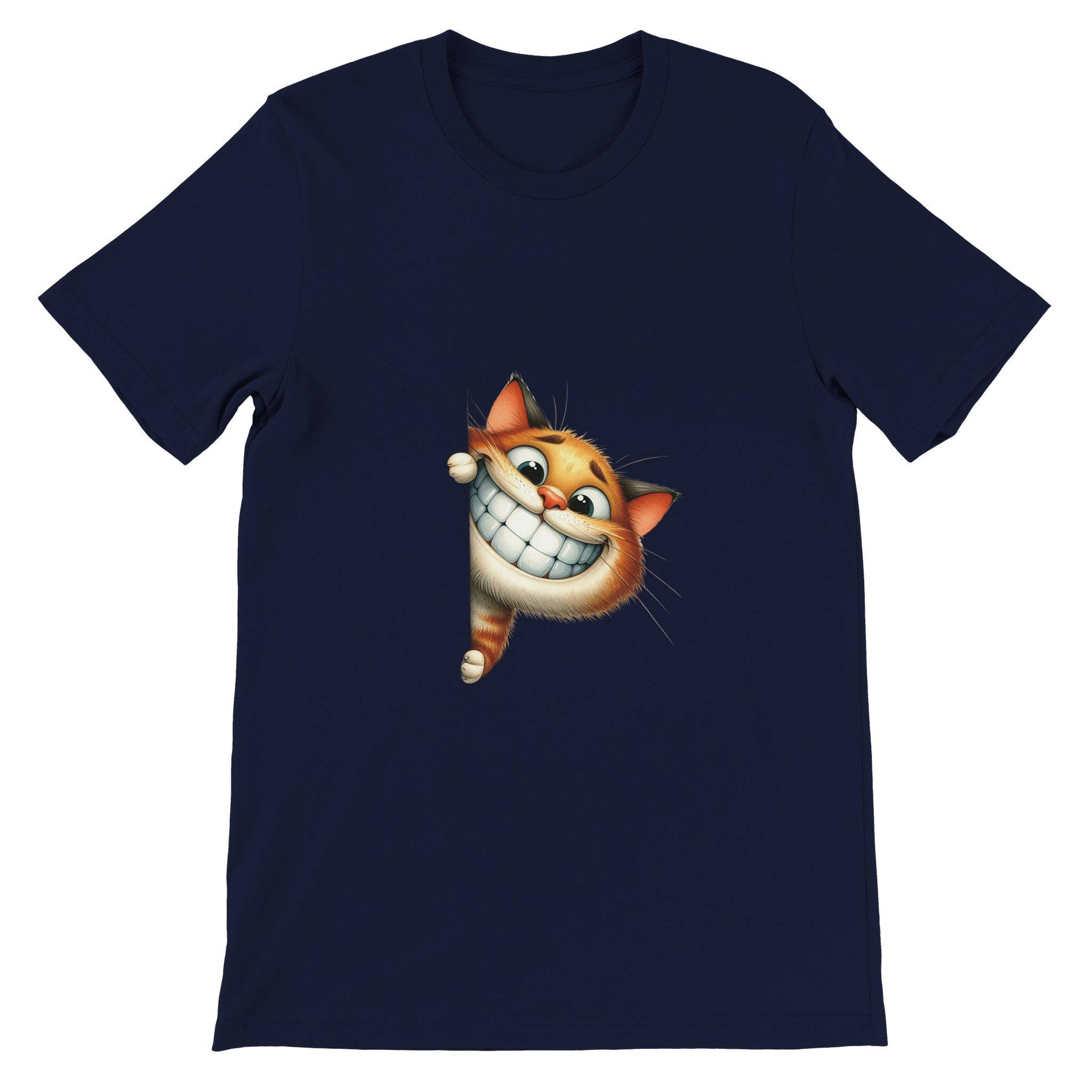 Budget Unisex Crewneck T-shirt/Funny-Cat-Peeking - Enet Images