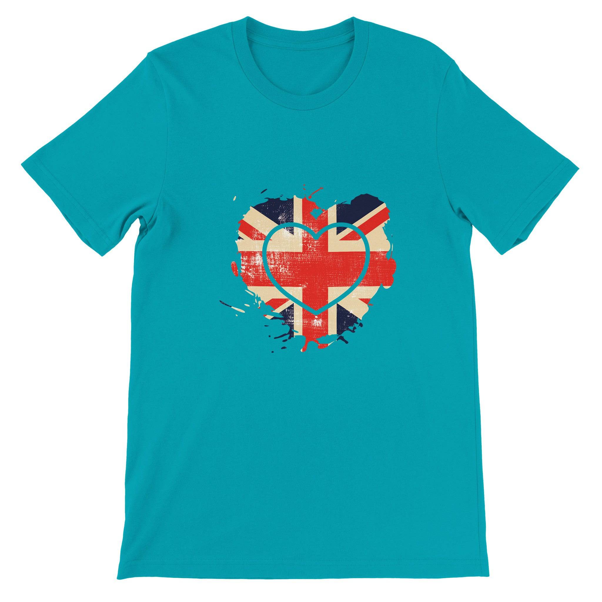 Budget Unisex Crewneck T-shirt/UK-Vintage-Flag-Heart - Enet Images