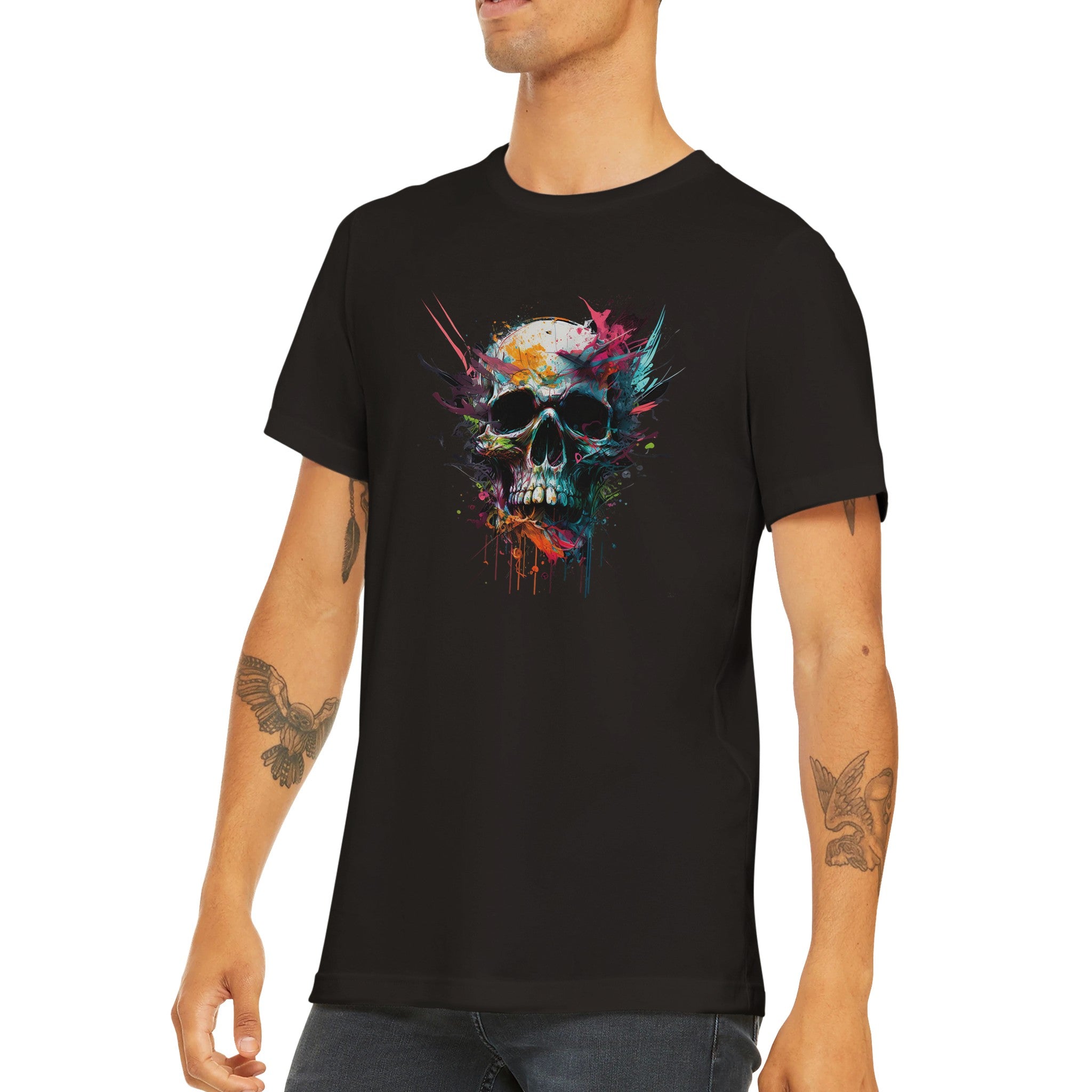 Budget Unisex Crewneck T-shirt/Skull-Art - Enet Images