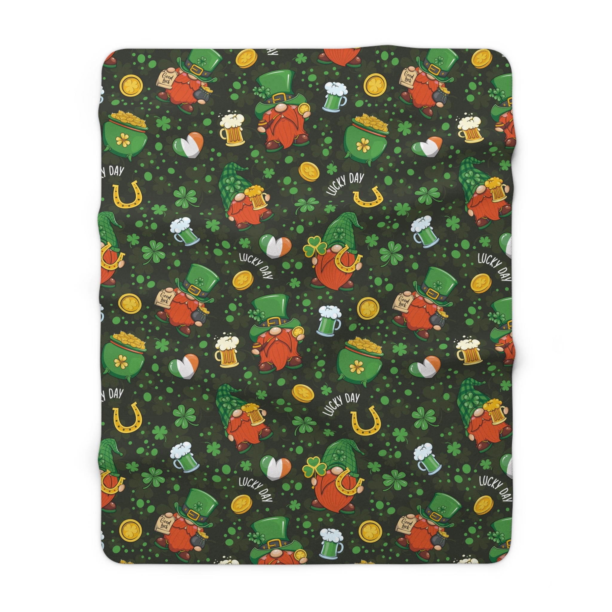 Saint Patrick's-Gnome/Sherpa Fleece Blanket - Enet Images
