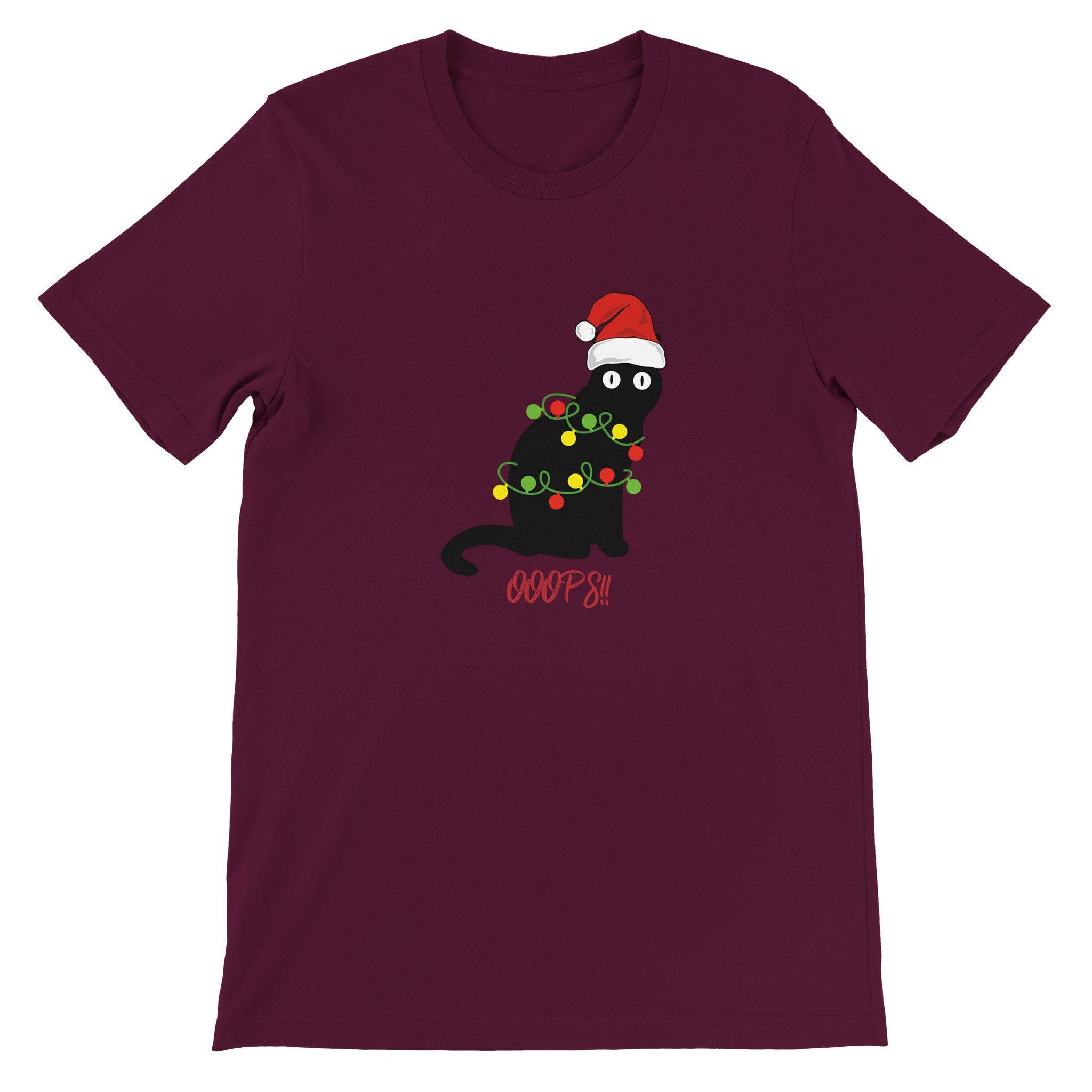 Budget Unisex Crewneck T-shirt/Cat-Christmas - Enet Images