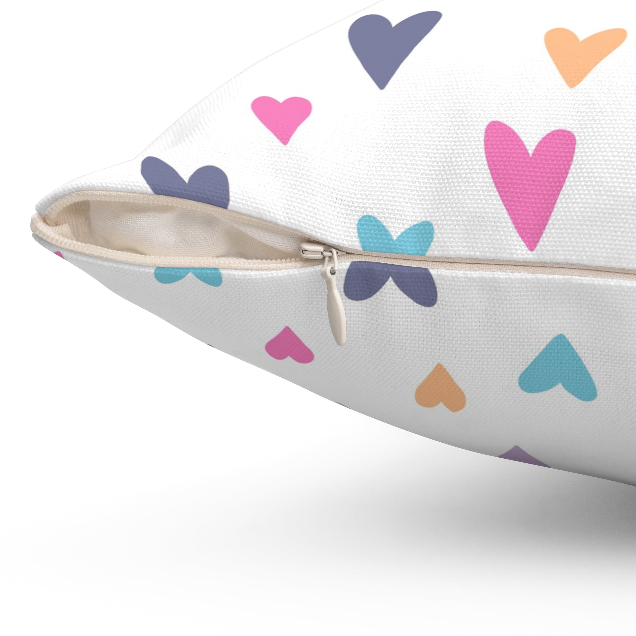 Valentine Colorful Hearts/Spun Polyester Square Pillow - Enet Images