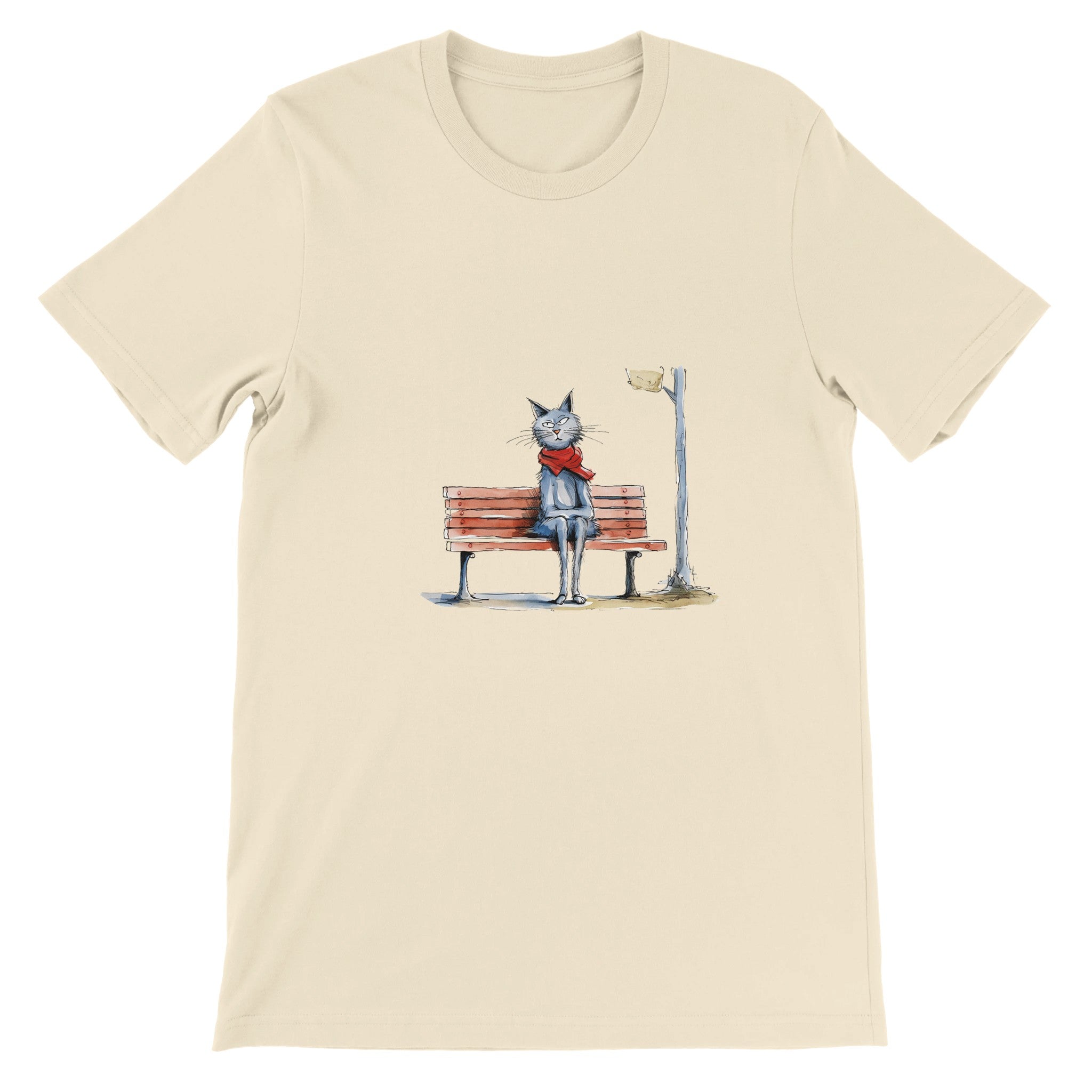 Budget Unisex Crewneck T-shirt/Cat-Loneliness - Enet Images