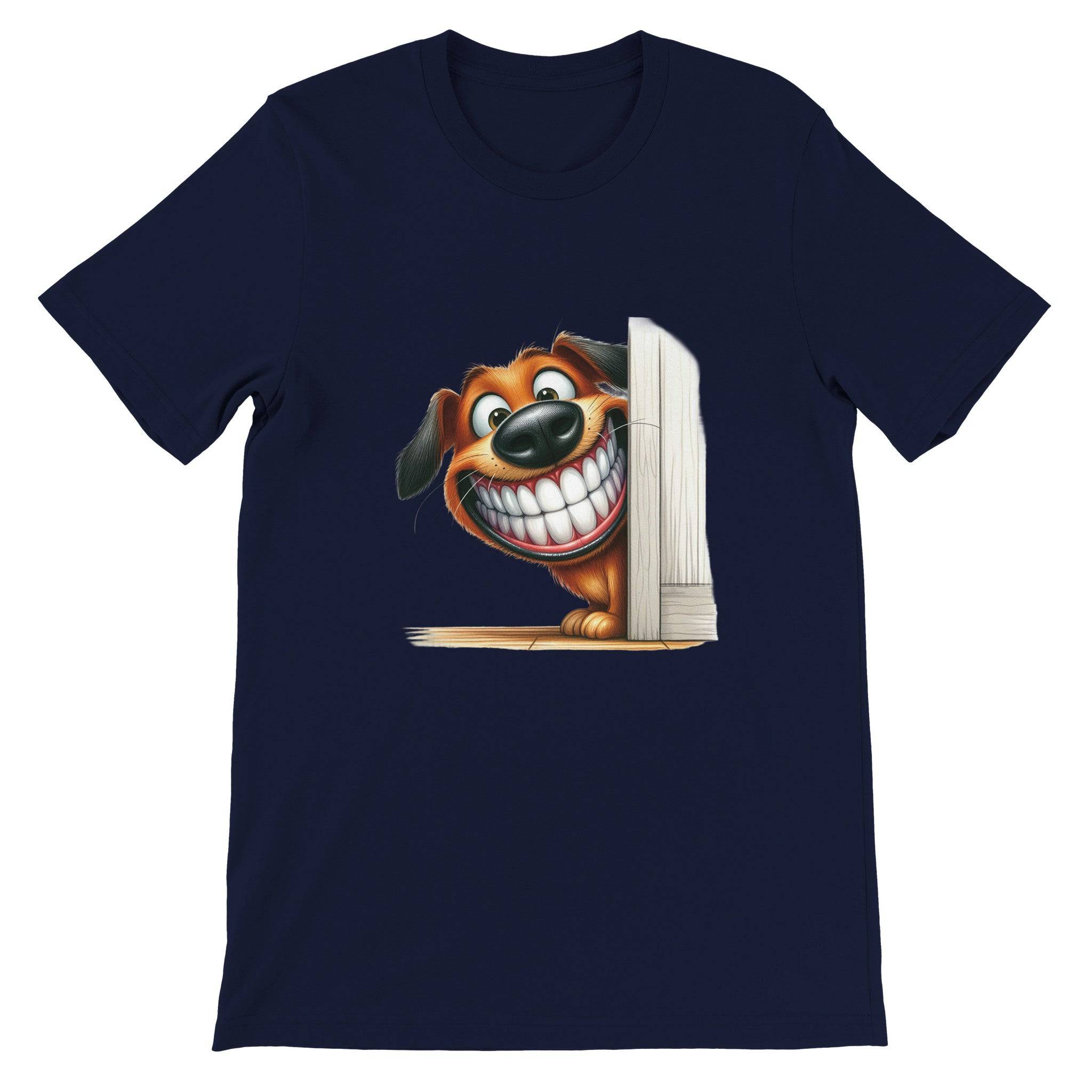 Budget Unisex Crewneck T-shirt/Dog-Funny-Peeking - Enet Images