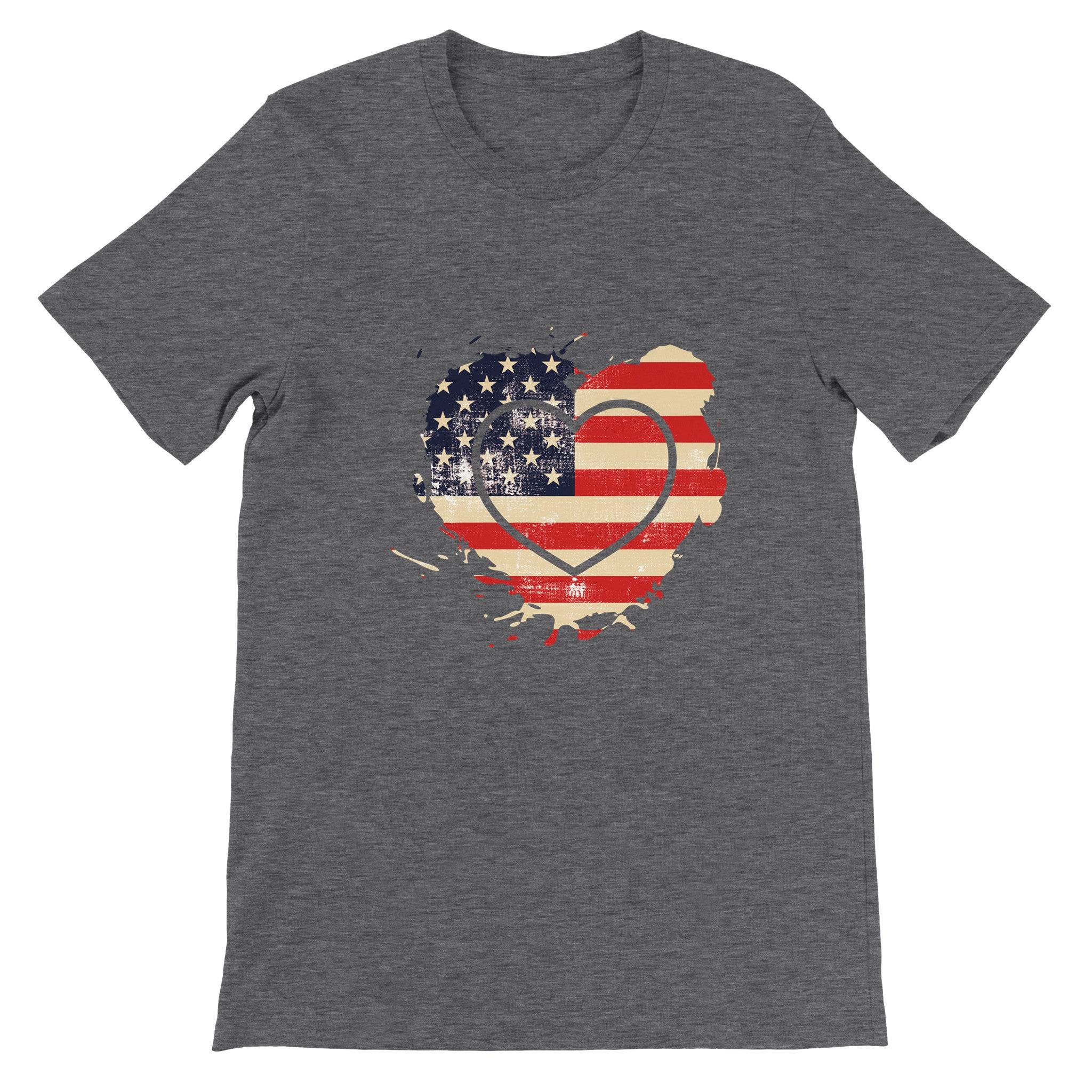 budget Unisex Crewneck T-shirt/American-Vintage-Flag-Heart - Enet Images