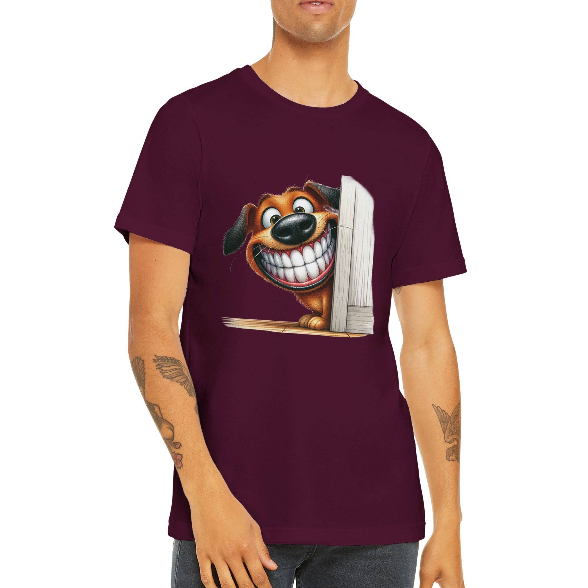 Budget Unisex Crewneck T-shirt/Dog-Funny-Peeking - Enet Images