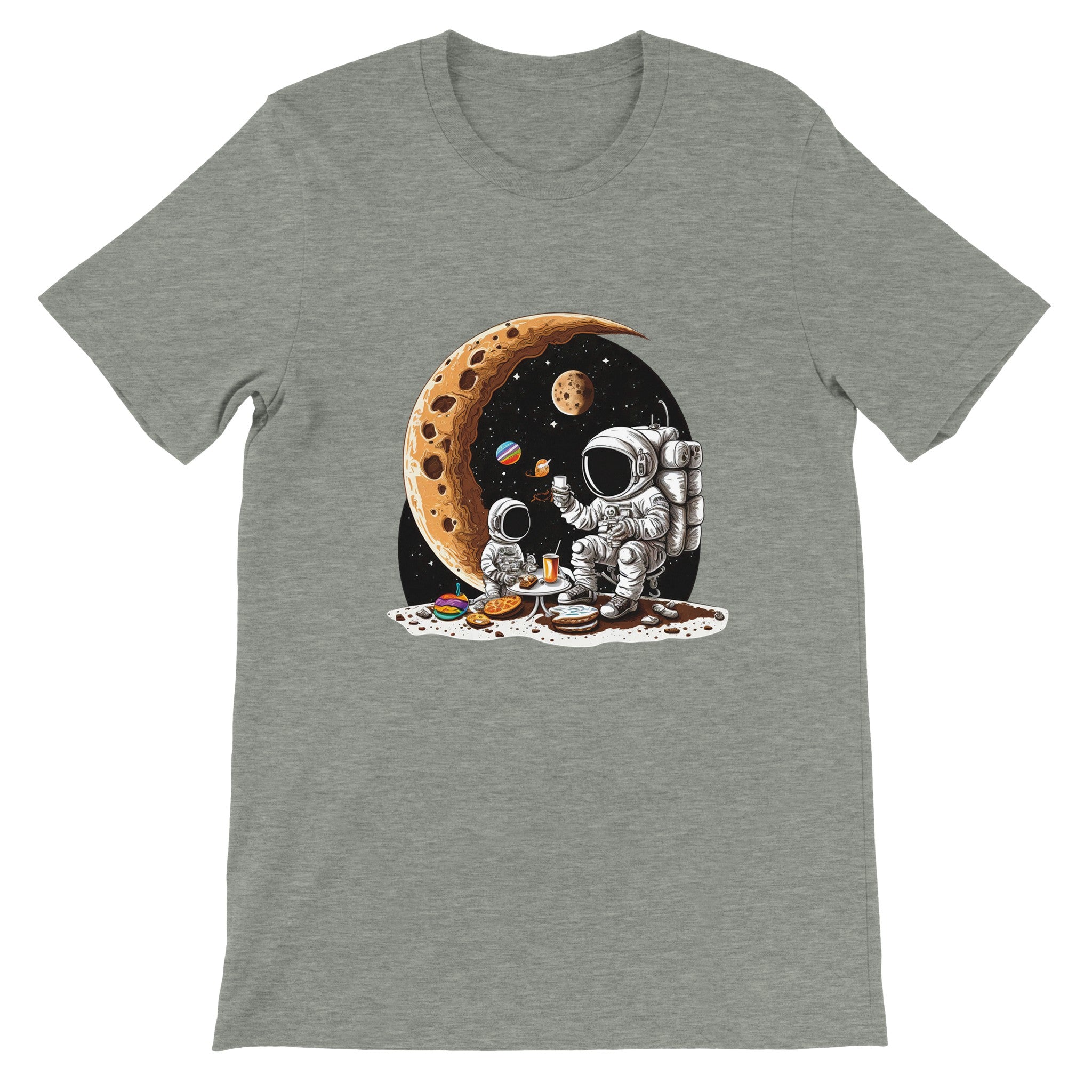 Budget Unisex Crewneck T-shirt/Astronaut-Son-Drinking-Coffee - Enet Images