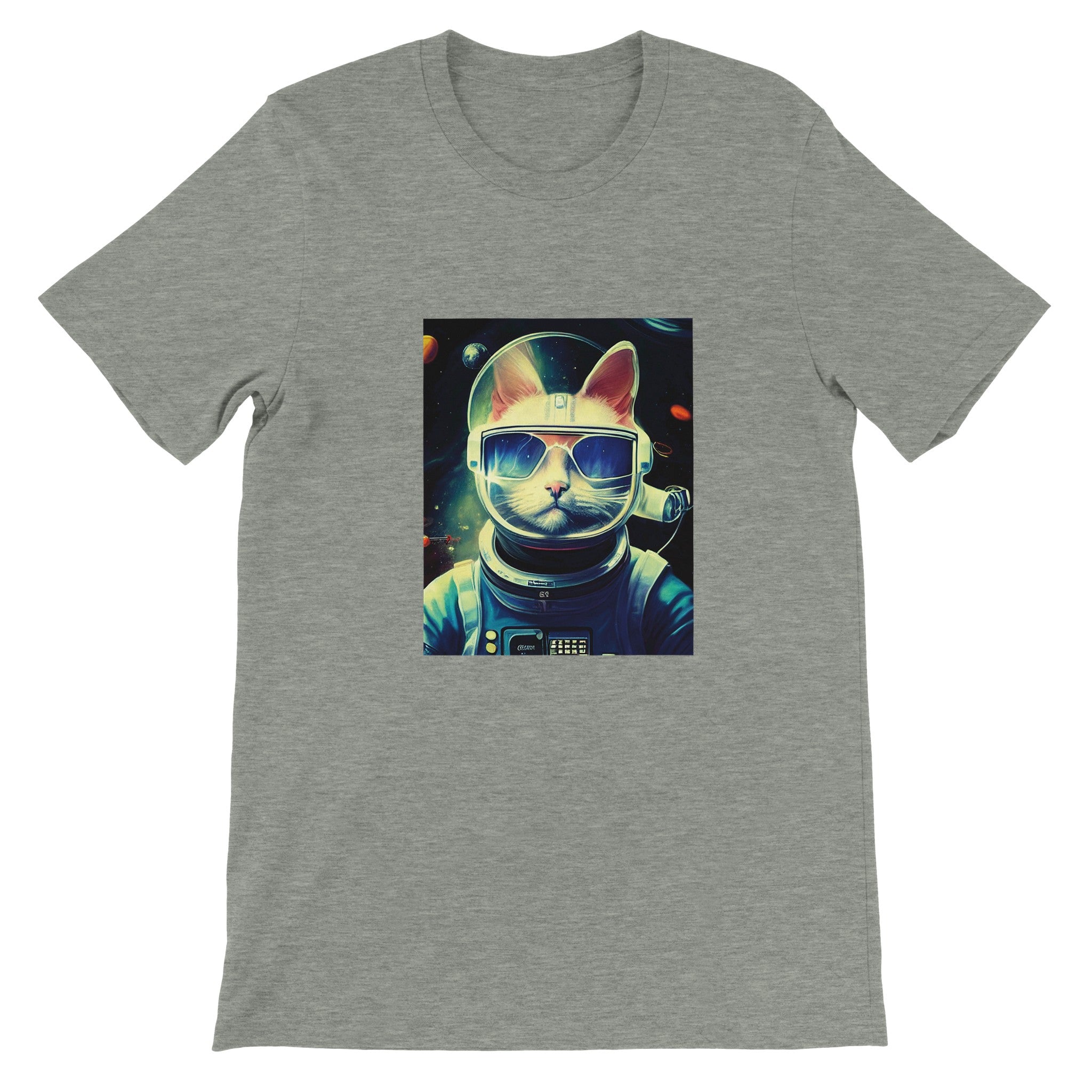 Budget Unisex Crewneck T-shirt/Cat-Astronaut - Enet Images