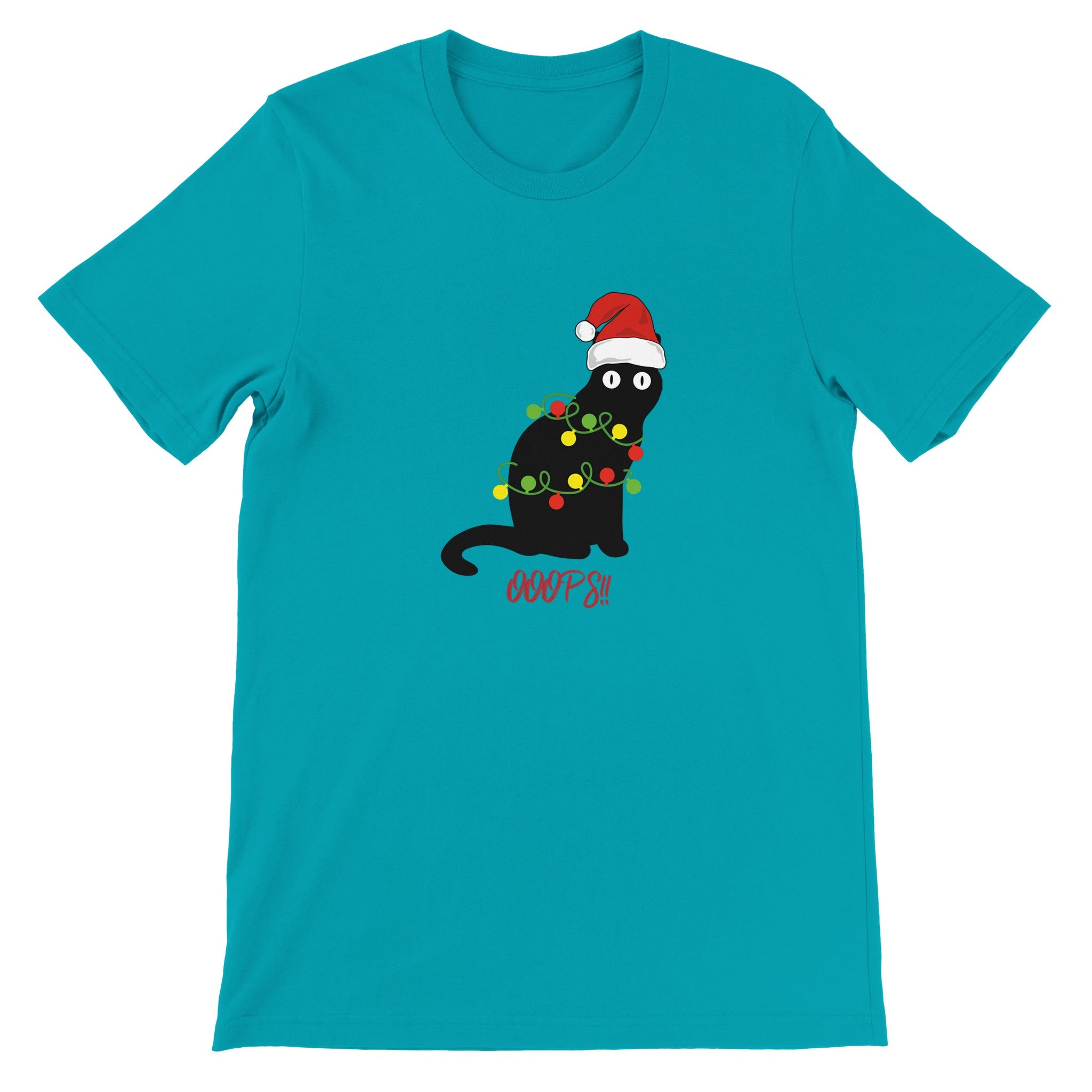 Budget Unisex Crewneck T-shirt/Cat-Christmas - Enet Images