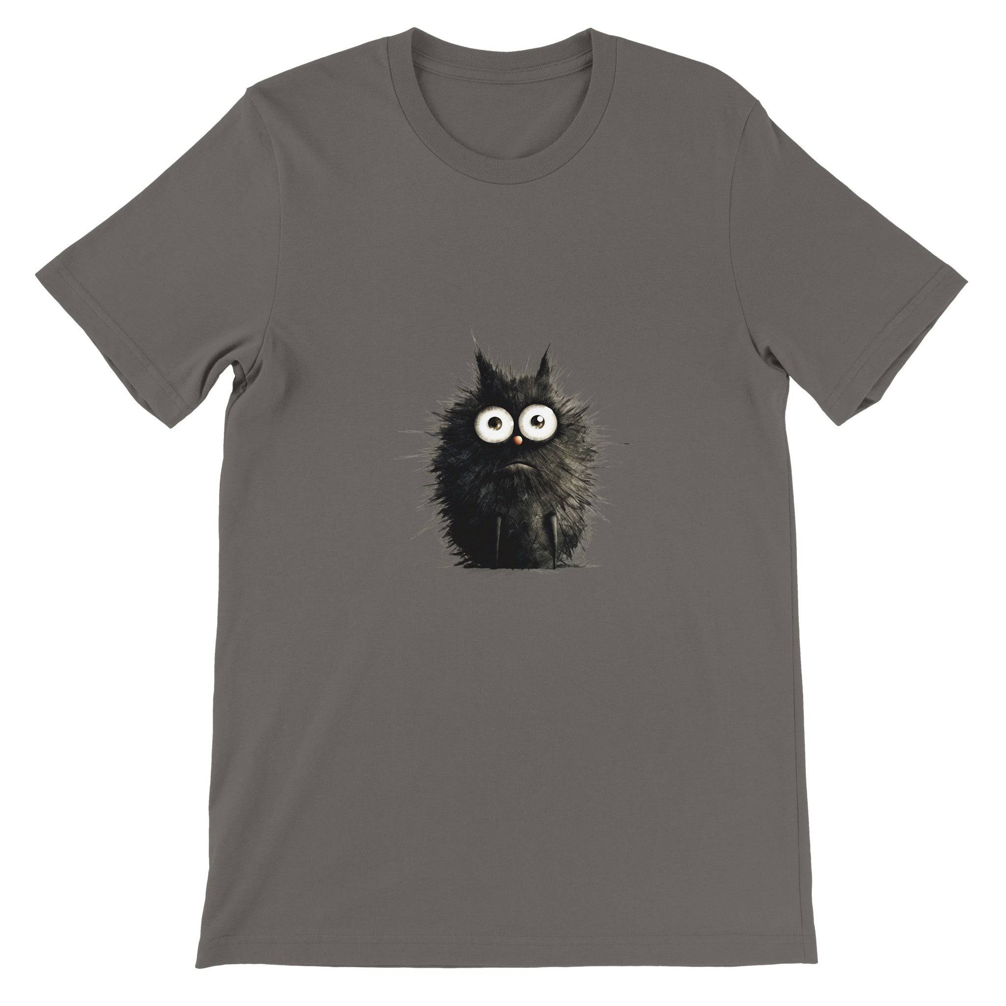 Budget Unisex Crewneck T-shirt/Funny-Hairy-Black-Cat - Enet Images