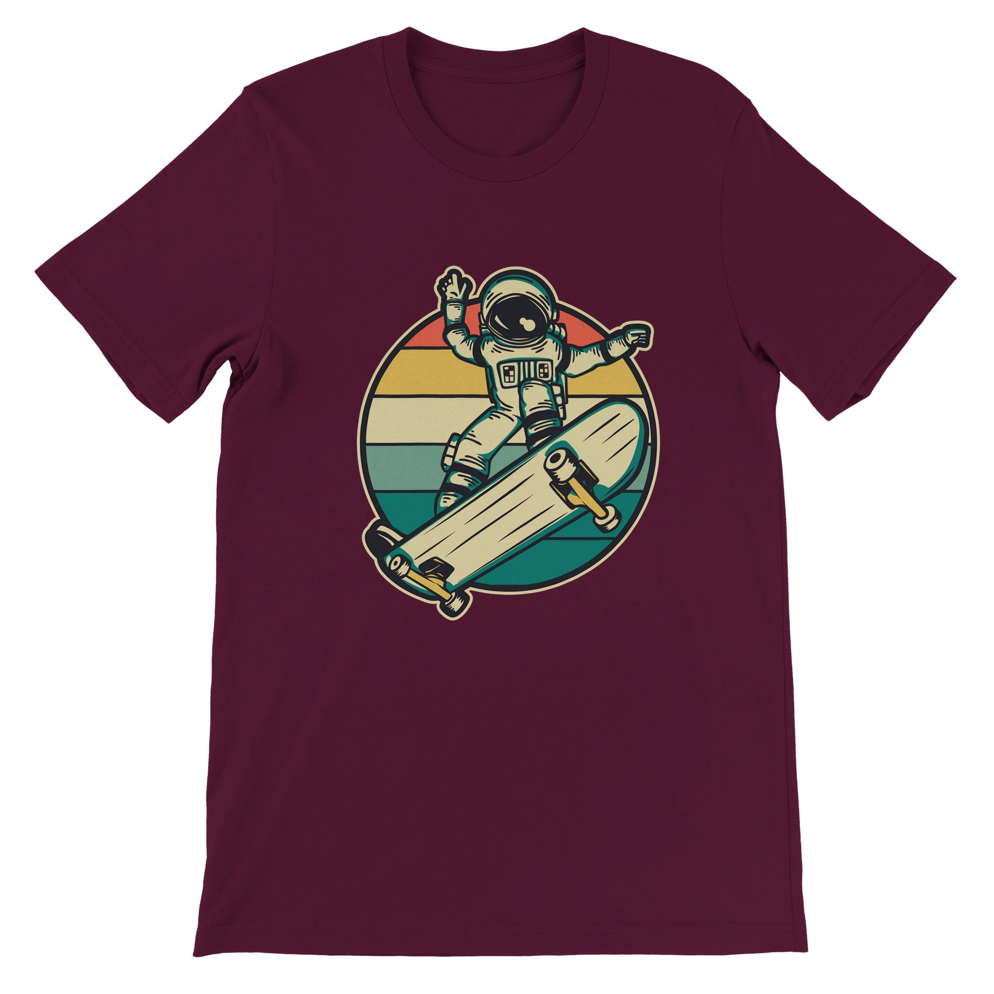 Budget Unisex Crewneck T-shirt/Astronaut-Skateboard-retro - Enet Images