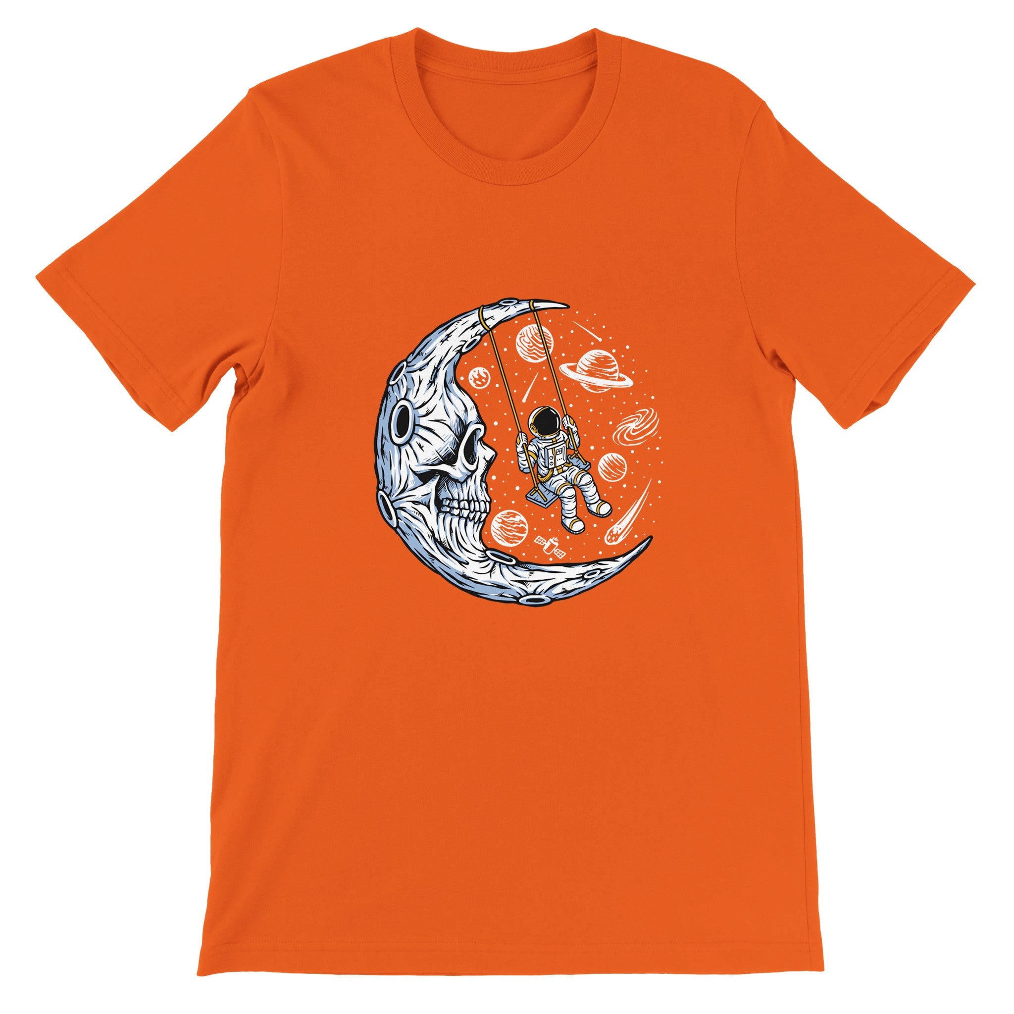 Budget Unisex Crewneck T-shirt/Astronaut-Swing-Skull - Enet Images