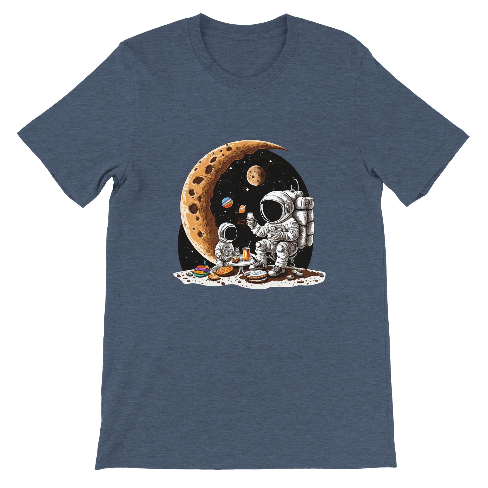 Budget Unisex Crewneck T-shirt/Astronaut-Son-Drinking-Coffee - Enet Images